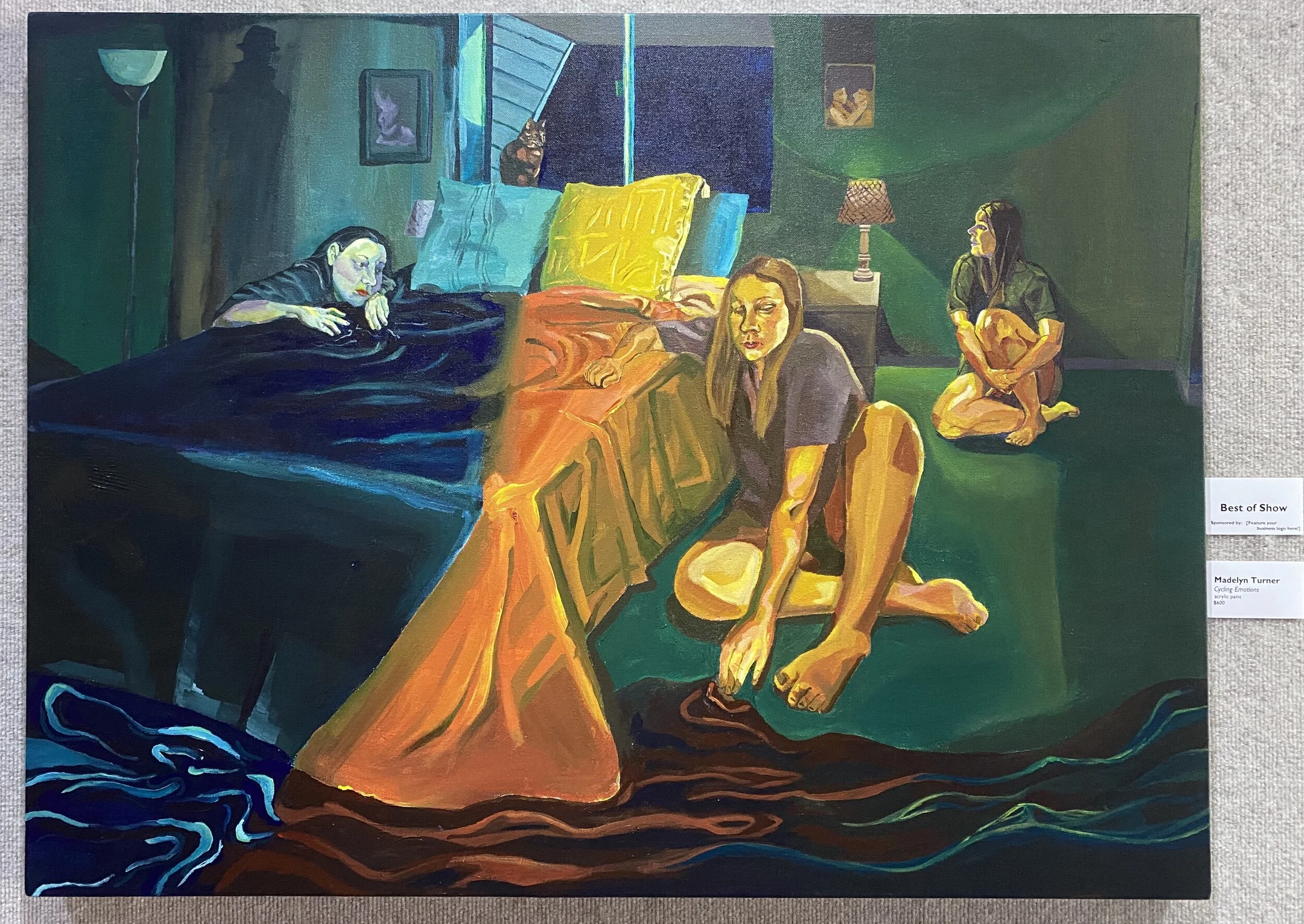 Cycling Emotions, Best of Show, 30x40”, acrylic paint.