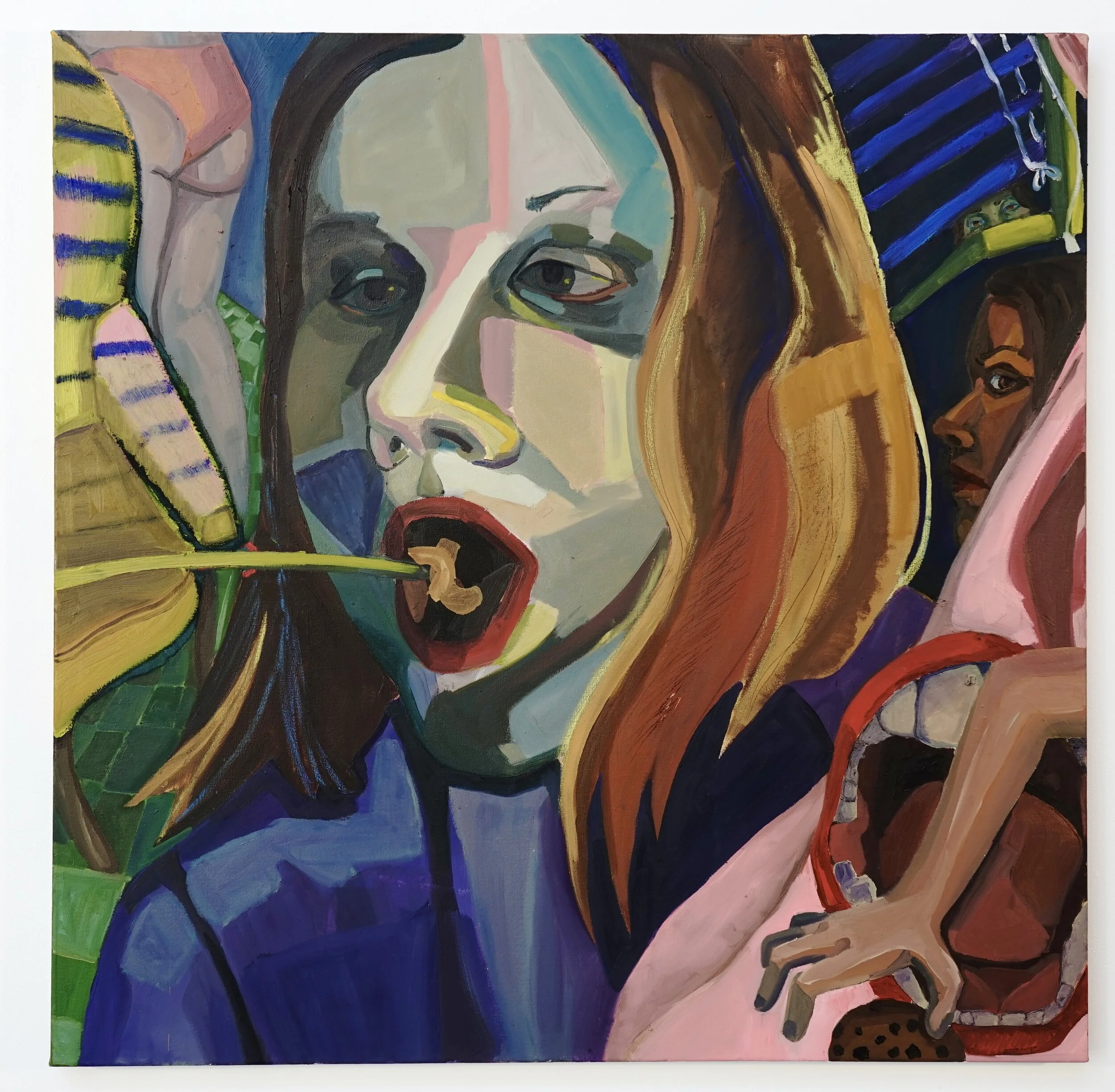 Painted from automatic drawing and observation, 36x36”, oil paint.