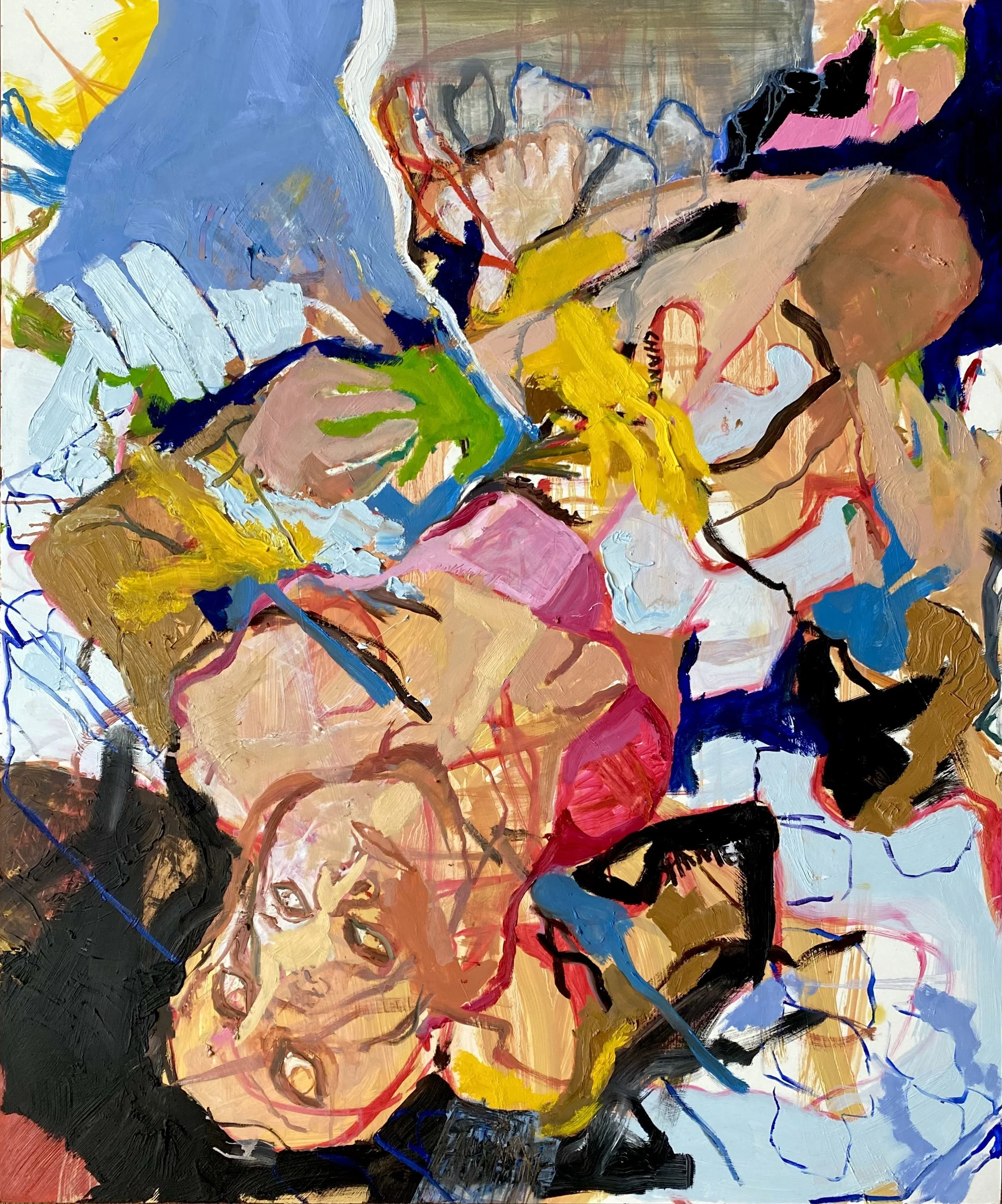   cold hands ; tethered words  | oil on gesso-board | 36x30 in | 2021 