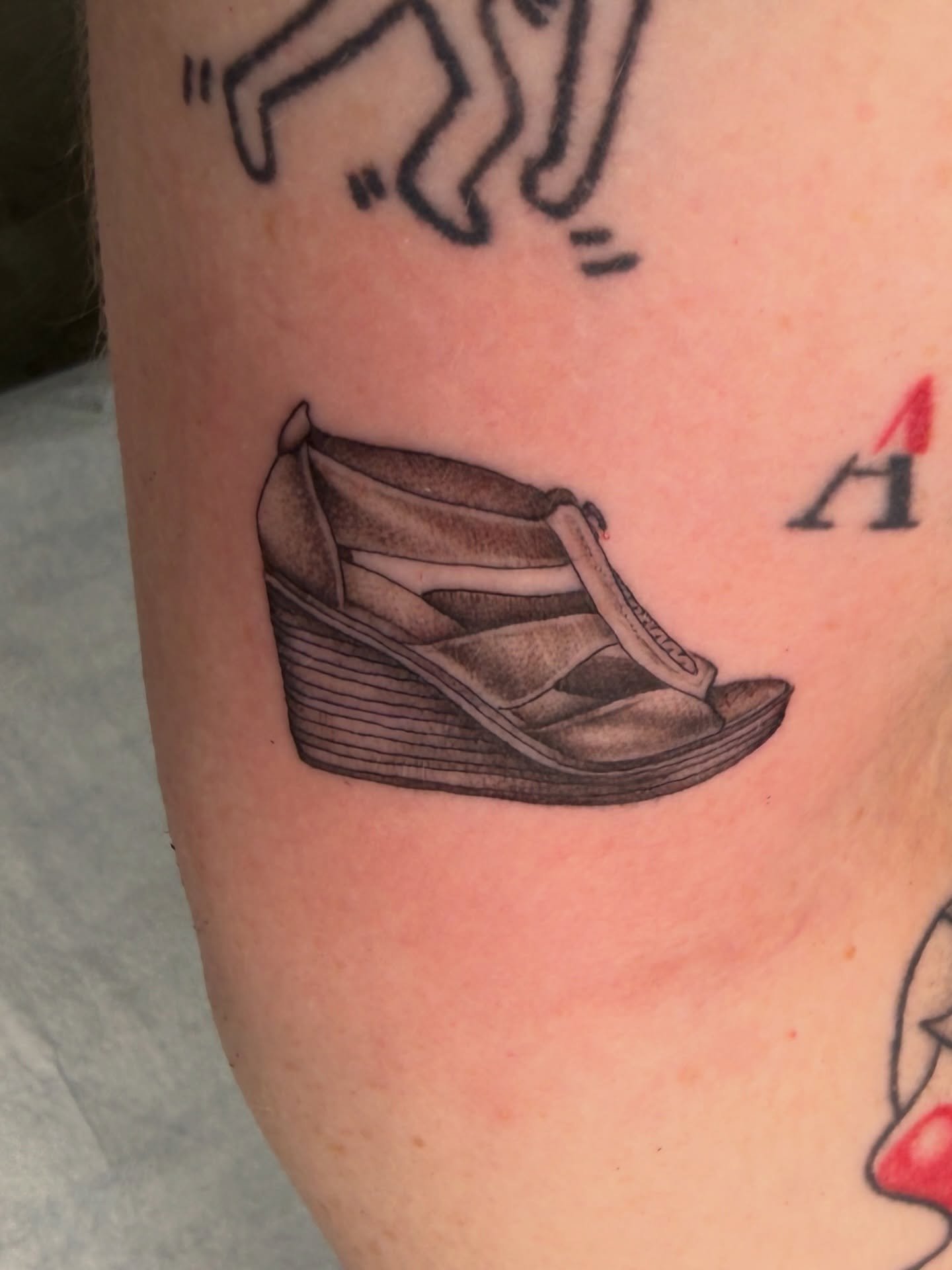 happy birthday mom. your first birthday not with us.

I wanted to get a tattoo to commemorate you and what kept coming to mind were all of the wedge heels you wore throughout my entire life. you always wanted to look taller than you were but your fie