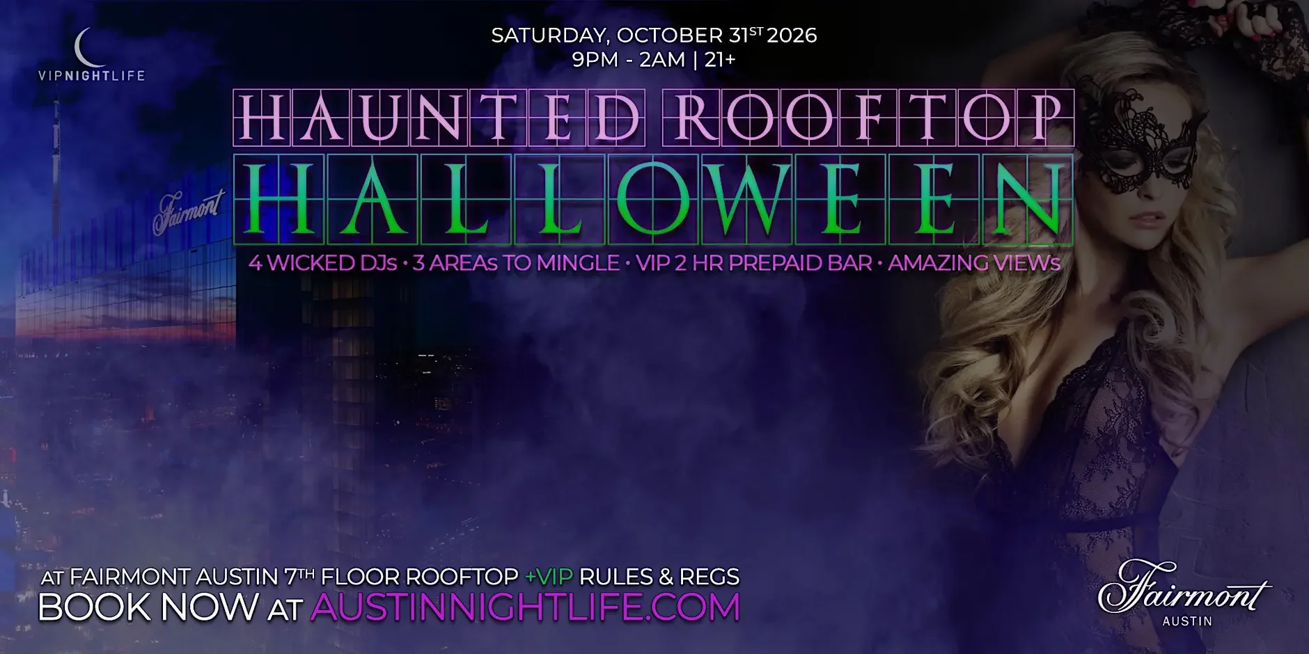haunted rooftop halloween party at fairmont austin