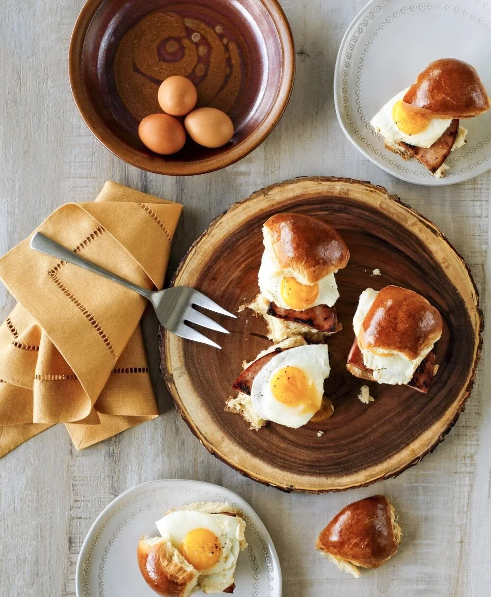 Egg and Ham steak on Parker House Rolls