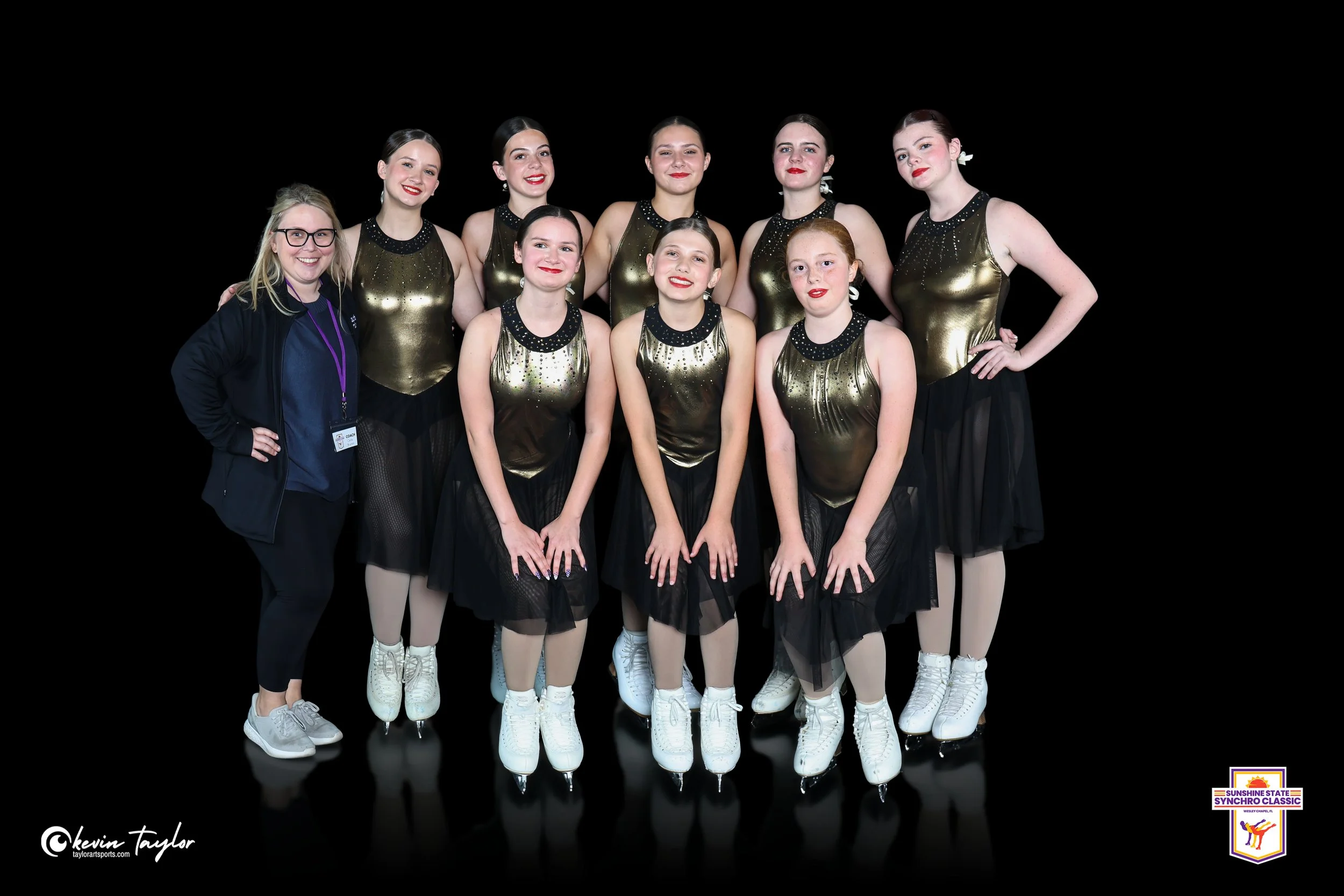 Synchro team poses for picture taken by Taylor Art Photos at Figure Skating Event