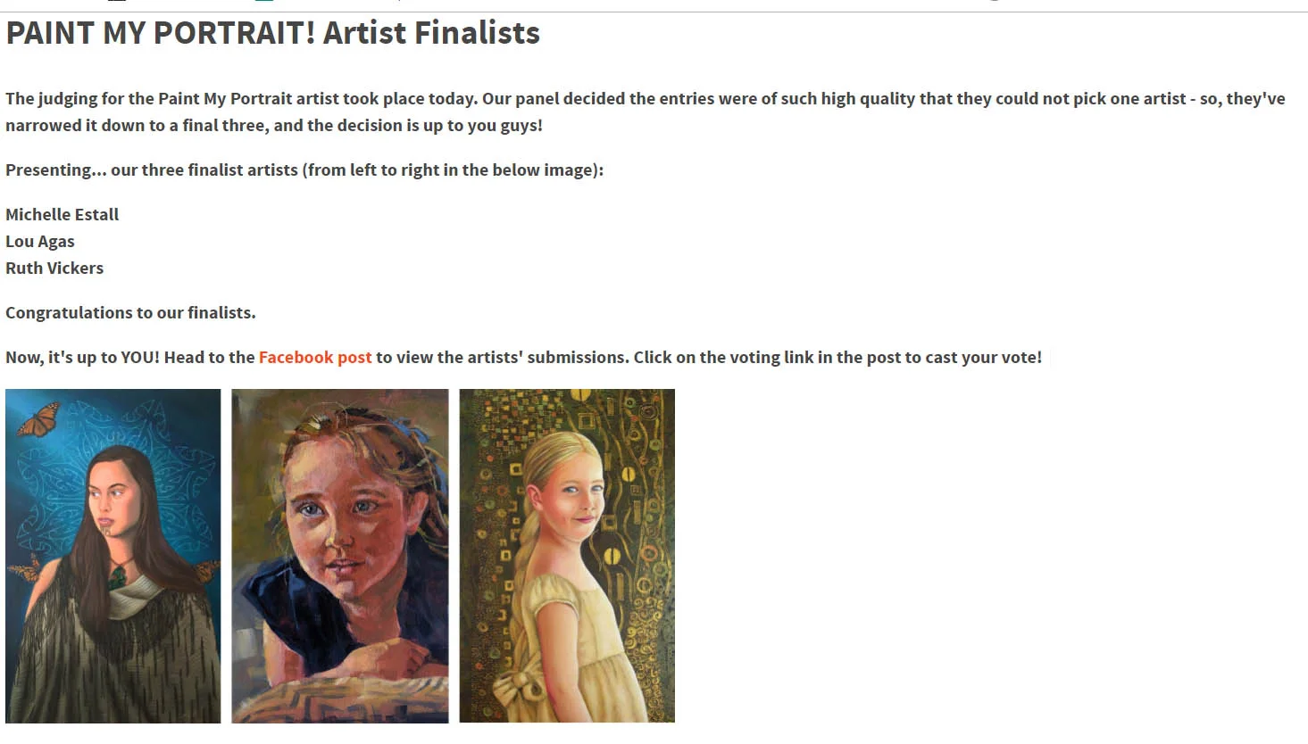 Finalist in 'Paint my portrait'  2019