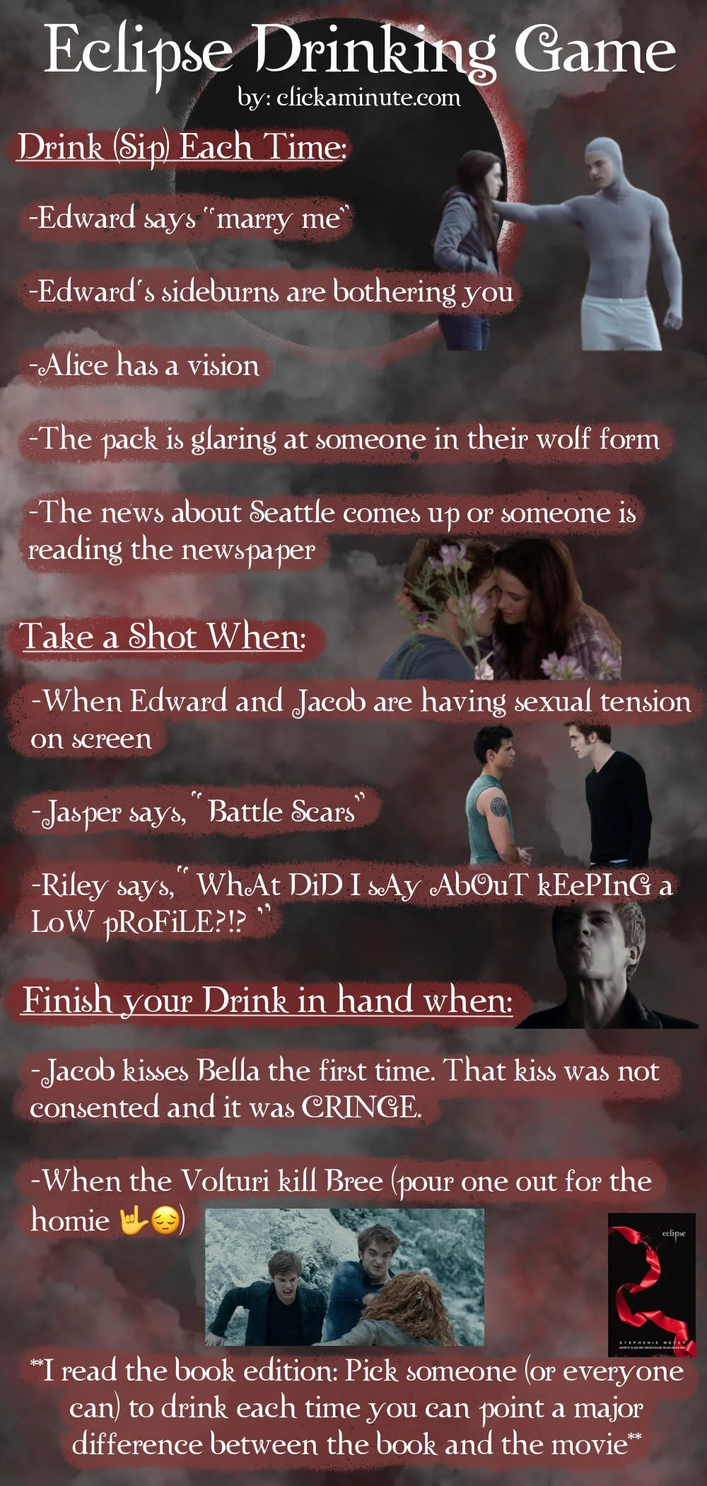 Twilight Saga Drinking Game Eclipse 2010 Click A Minute
