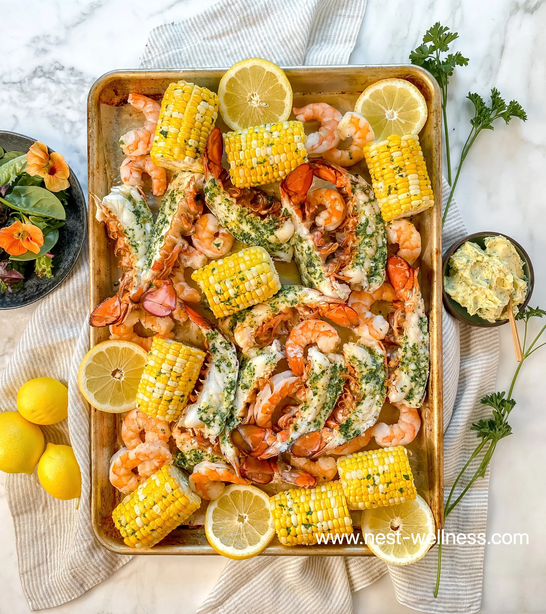 Lobster Tails, Corn and Shrimp 