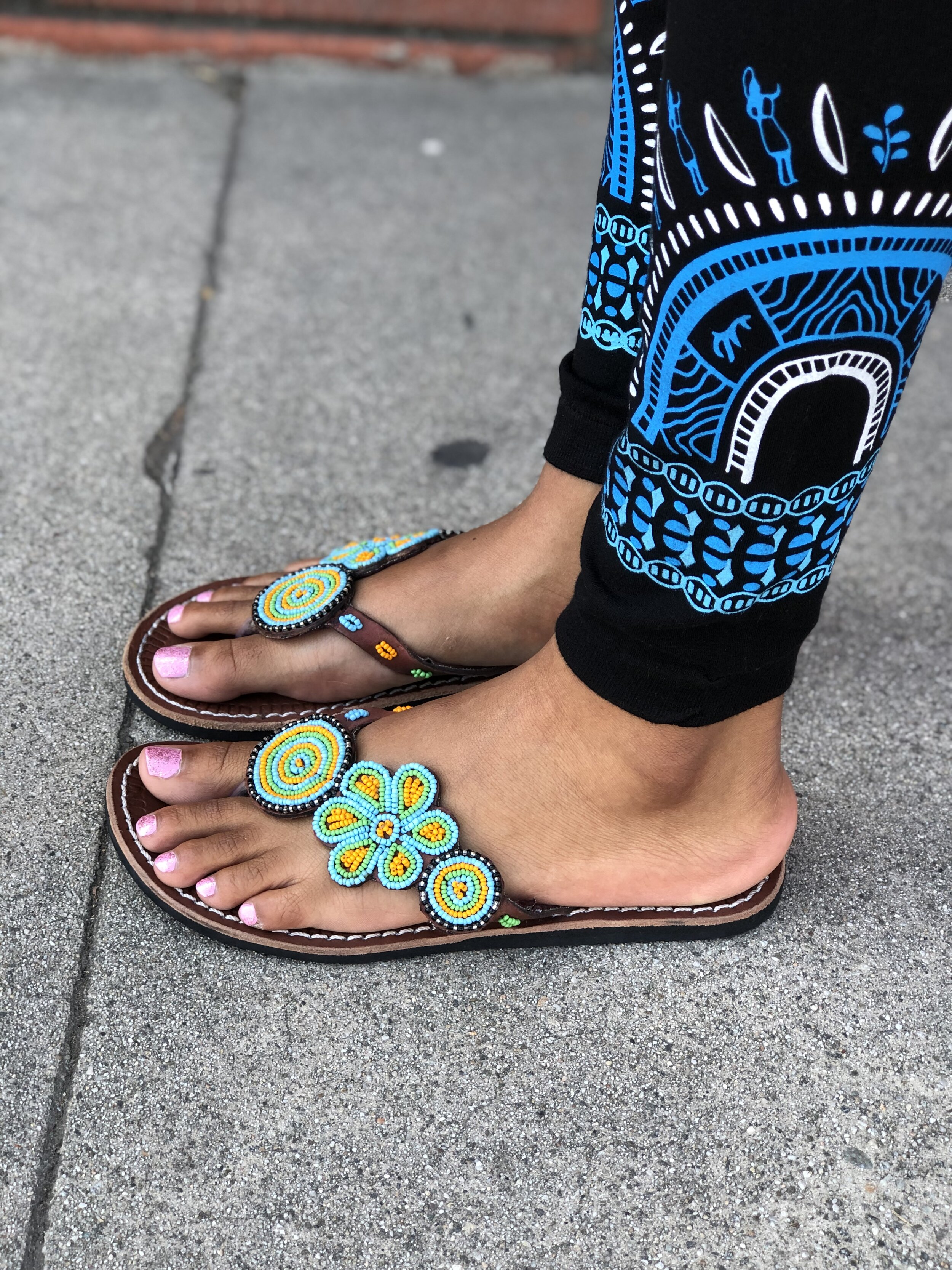 lof Women's Beaded Ethnic Style Boho T-strap Slip On Sandals Beach Open Toe Flip-flops  Colorful Beads Roman Thong Flat Fashion Casual Anti-skid Bohemian | Lazada  PH
