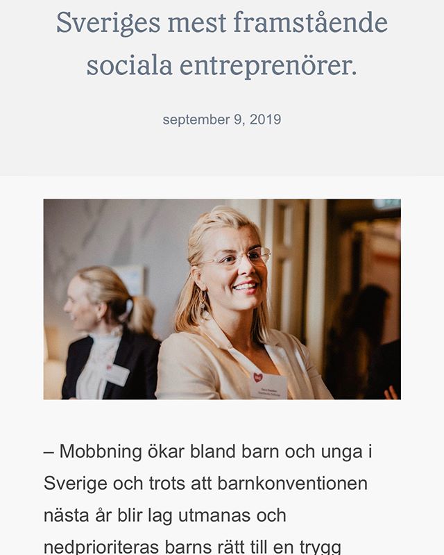 Amazing Sara Damber, that is part of our team is back as chairwoman for @stiftelsenfriends that she founded in 1997 and has grown to the largest movement in Scandinavia working against bullying and discrimination in schools. Ten years later Sara foun