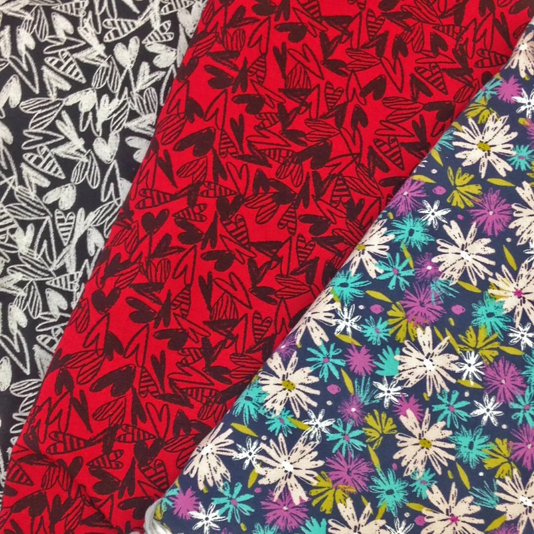 OUTCOME: after sending the final sketch ideas to the print office, here is a look at the realized fabrics!