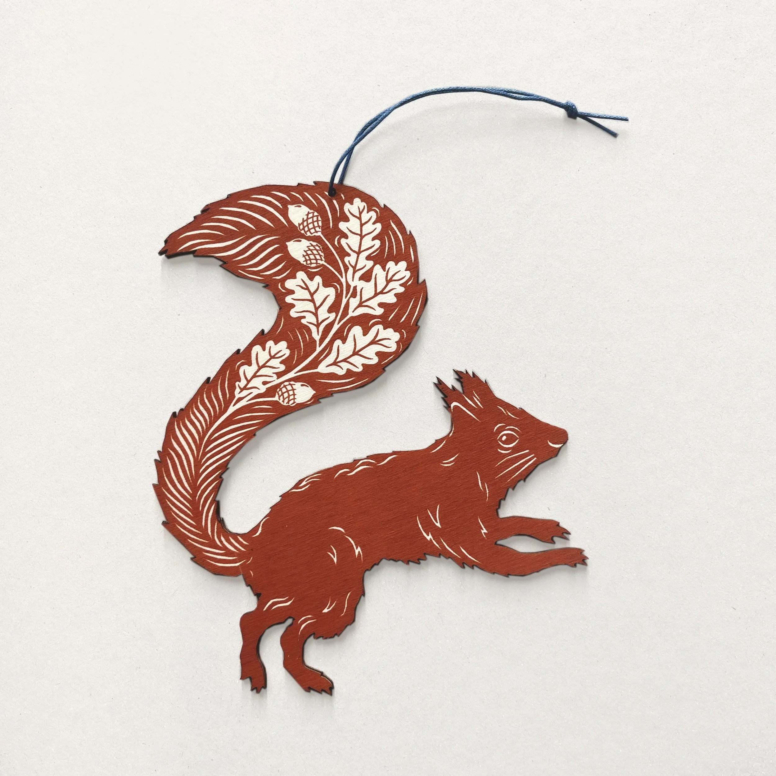 Seconds - Screenprinted Wooden Decoration - Rusty Red Squirrel