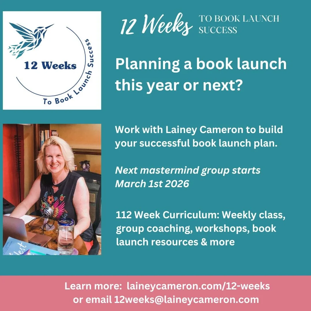 Registration now open! Comment "12" and I'll send you all the info on how I can help you develop a successful book launch plan!

Does this sound like you?

* Excited about your book launch but overwhelmed with where to start?

* Confused ab