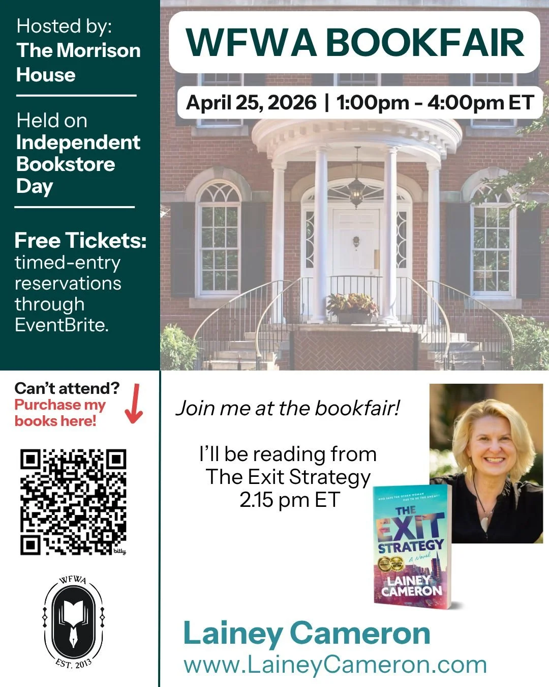Are you in the Alexandria/ Maryland area? I'm participating in a fun - and free! - book fair this Saturday at The Morrison House (sponsored by @womensfictionwriters association!) Get your tix at bit.ly/LC-Book-Fair

This is Independent Bookstore Day,