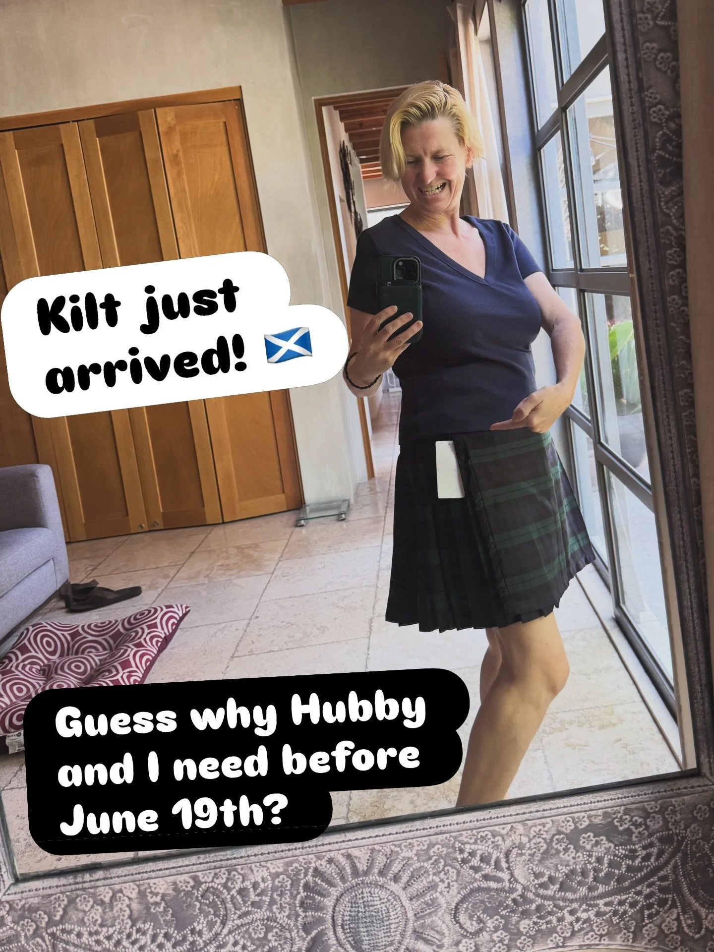 Any guesses why I need a kilt for my trip coming up in two weeks? (The sound is a big clue).

Last week was filled with the best news - which I&rsquo;ll share as soon as I am able. 

For now, let&rsquo;s just say I&rsquo;m as excited as a Scottish la