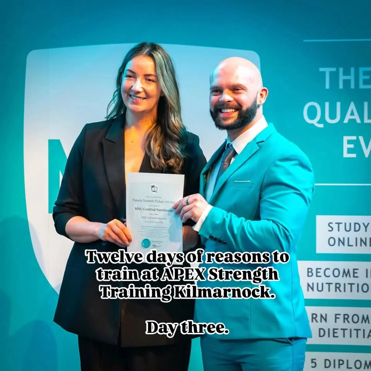 Day 3 of perks of being an APEX Personal Training client.

Nutrition 🥦🍅

APEX Coach Pamala is also an MNU Certified Nutritionist with a Level Five Diploma in Advanced Nutrition Science -
Check her page out here @the_ayrshire_nutritionist 

Having a