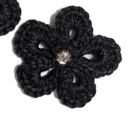 Odessa black flower crochet brooch and bracelet