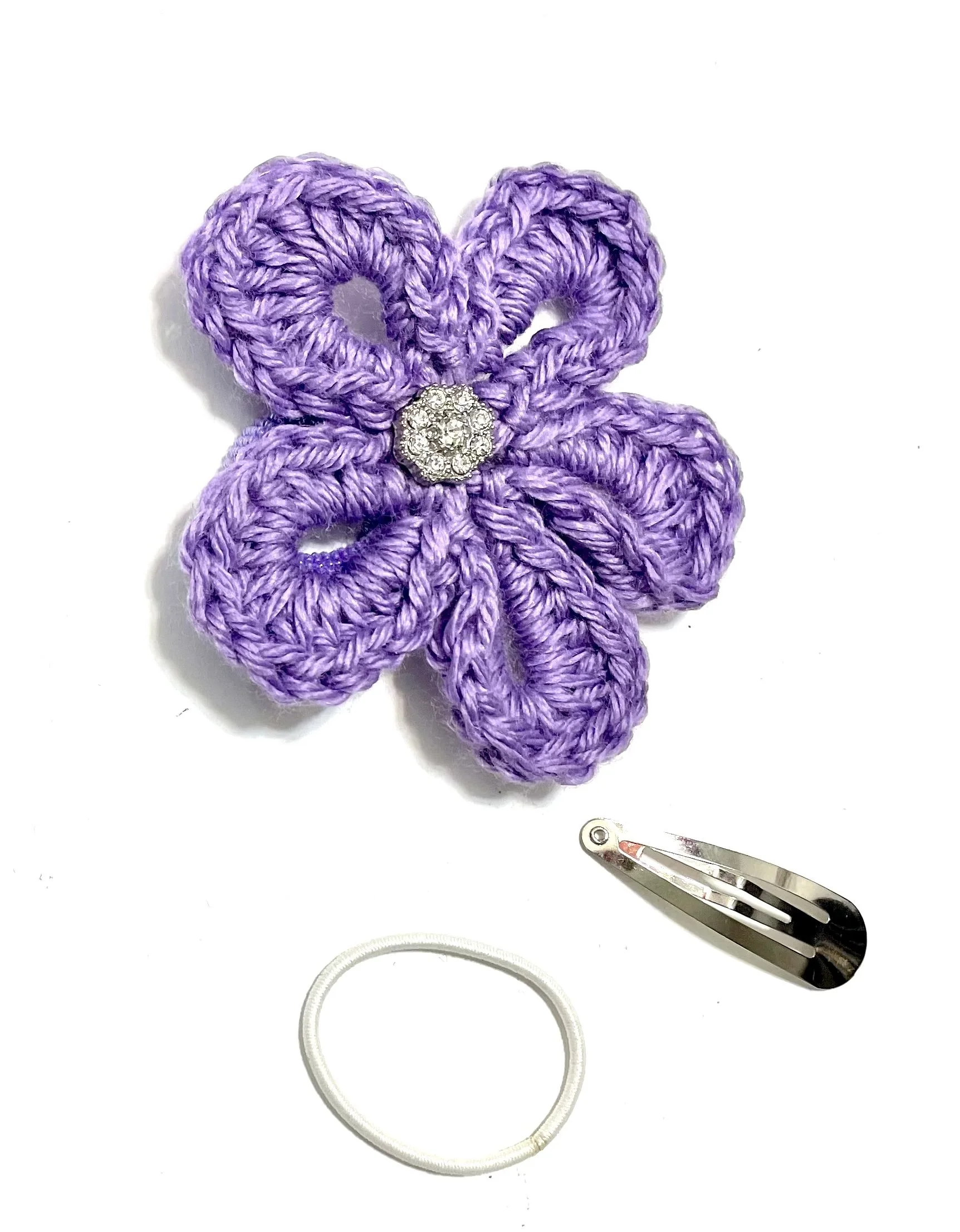 Odessa purple flower crochet bracelet and brooch