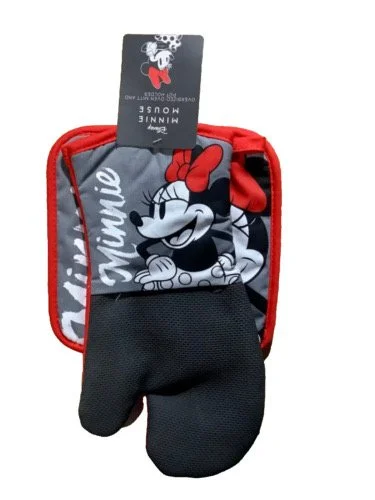 Disney Minnie Mouse Oversized Kitchen Oven Mitt & Potholder Set