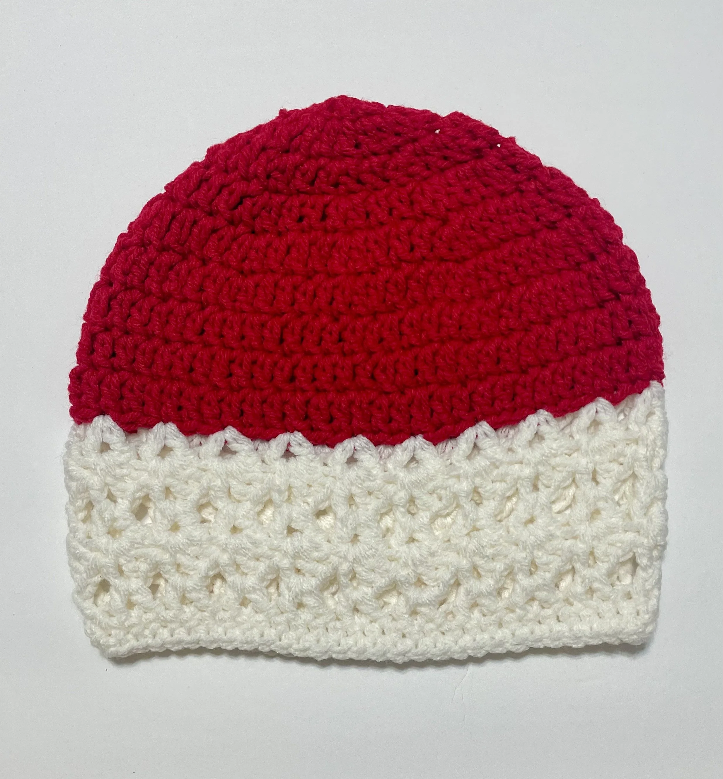 Fanci Red & White Crochet Beanie