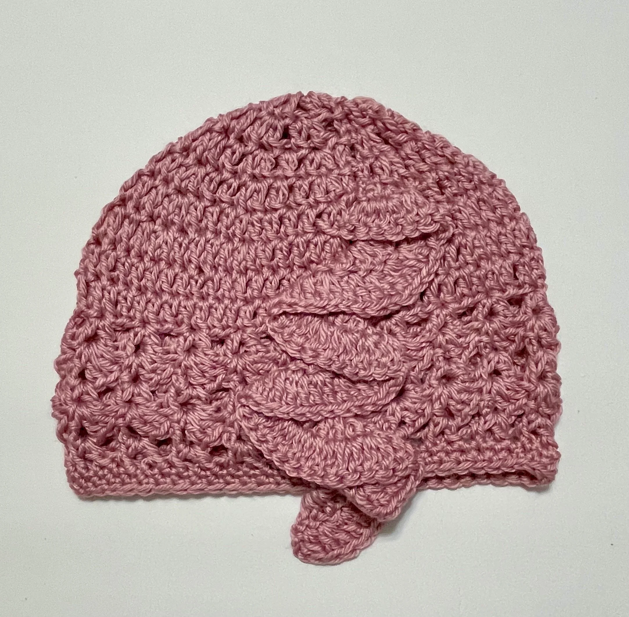 Fanci Side Ruffle Pink Crochet Beanie