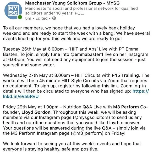 Details of this week&rsquo;s events 💥.
.
#mysg #getinvolved #virtualevents