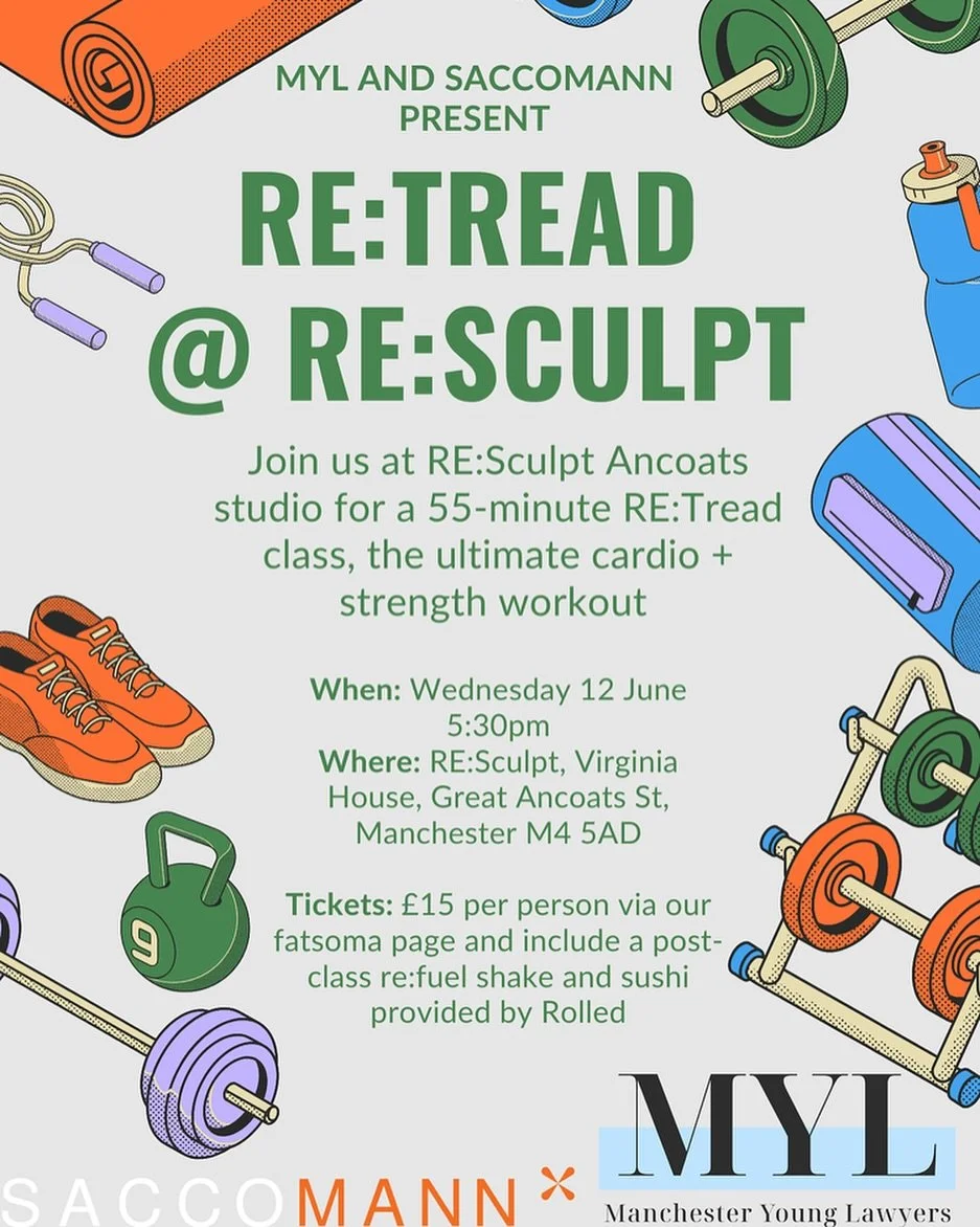 We&rsquo;re excited to invite you to a special RE:Tread event at RE:Sculpt Manchester on Thursday, 12 June at 5:30pm at their Ancoats studio. This event is kindly sponsored by @saccomannrecruit 

This exclusive session includes:

🧘&zwj;♀️ 55-minute 