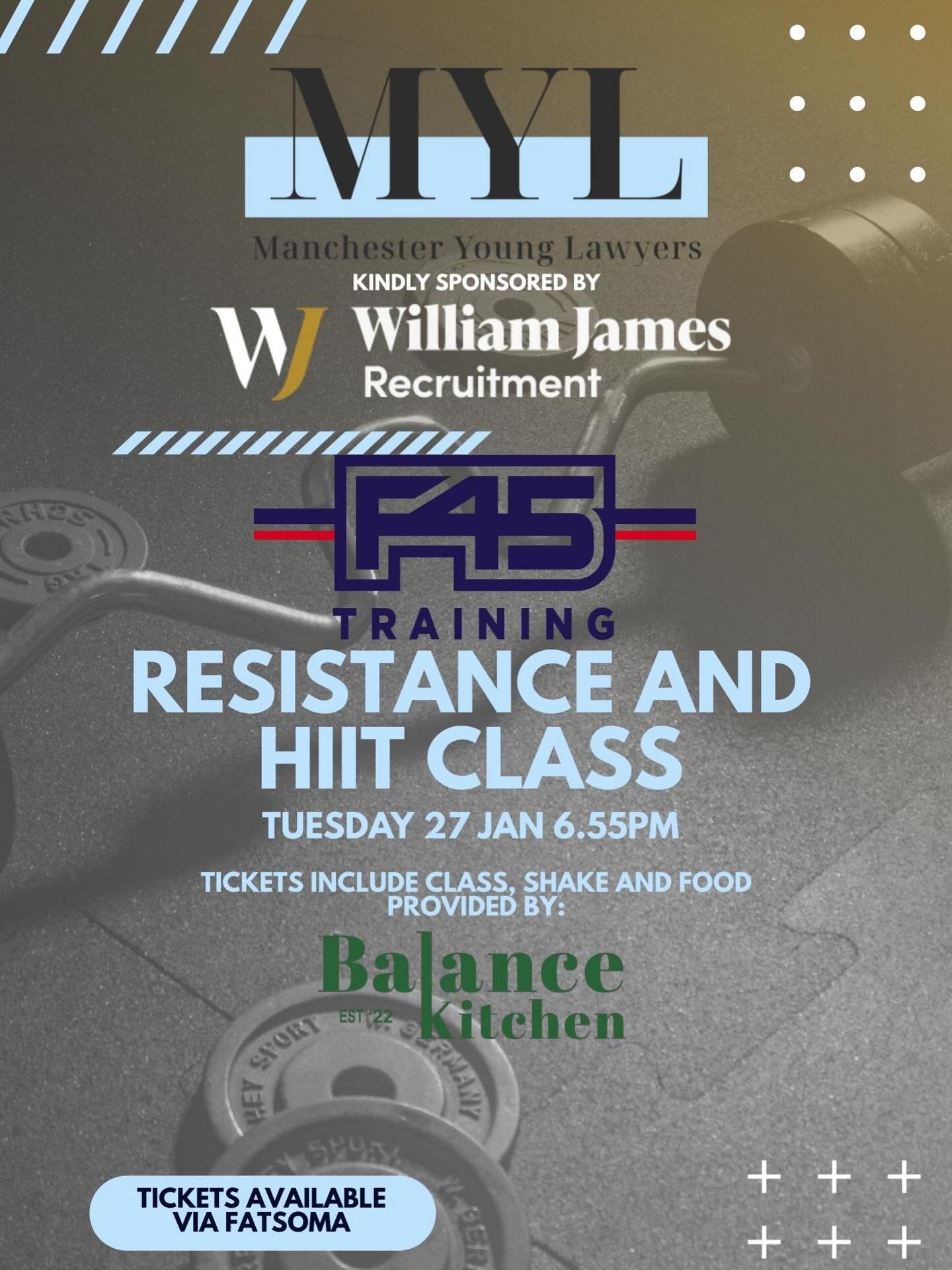 We are delighted to invite you to join us for a resistance training class at @f45training_manchesternq (F45 Manchester NQ studio) on Tuesday 27 January at 6:55pm, kindly sponsored by @wjrecruitment 🏋 

This session is welcome to all, including those