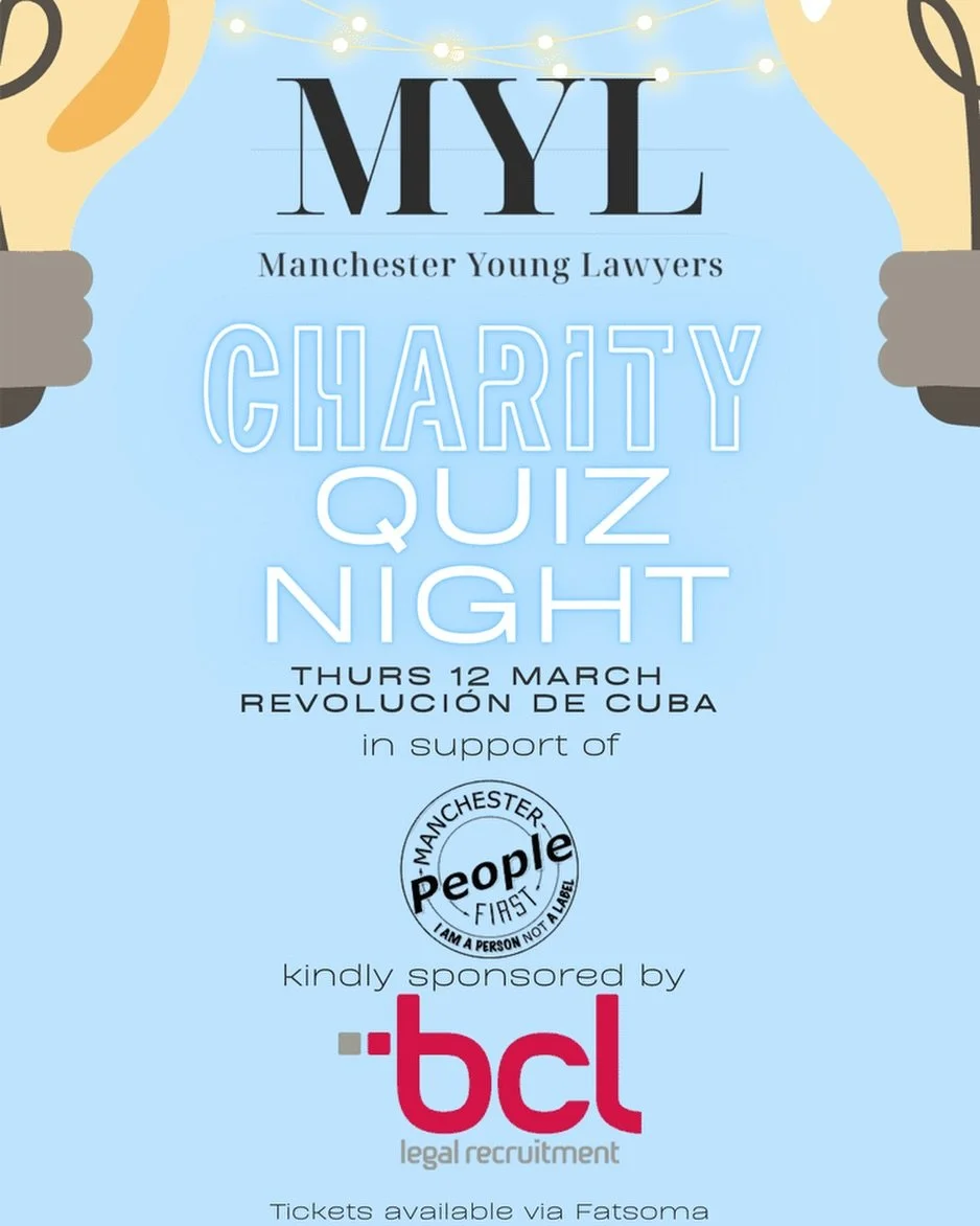 🎉 IT&rsquo;S BACK! 🎉

Our annual Charity Quiz Night returns on Thursday 12th March 2026, proudly sponsored by @bcllegallife ✨

Join us for a fun, competitive evening as we raise funds for our incredible Charity of the Year, @manchesterpeoplefirst ?