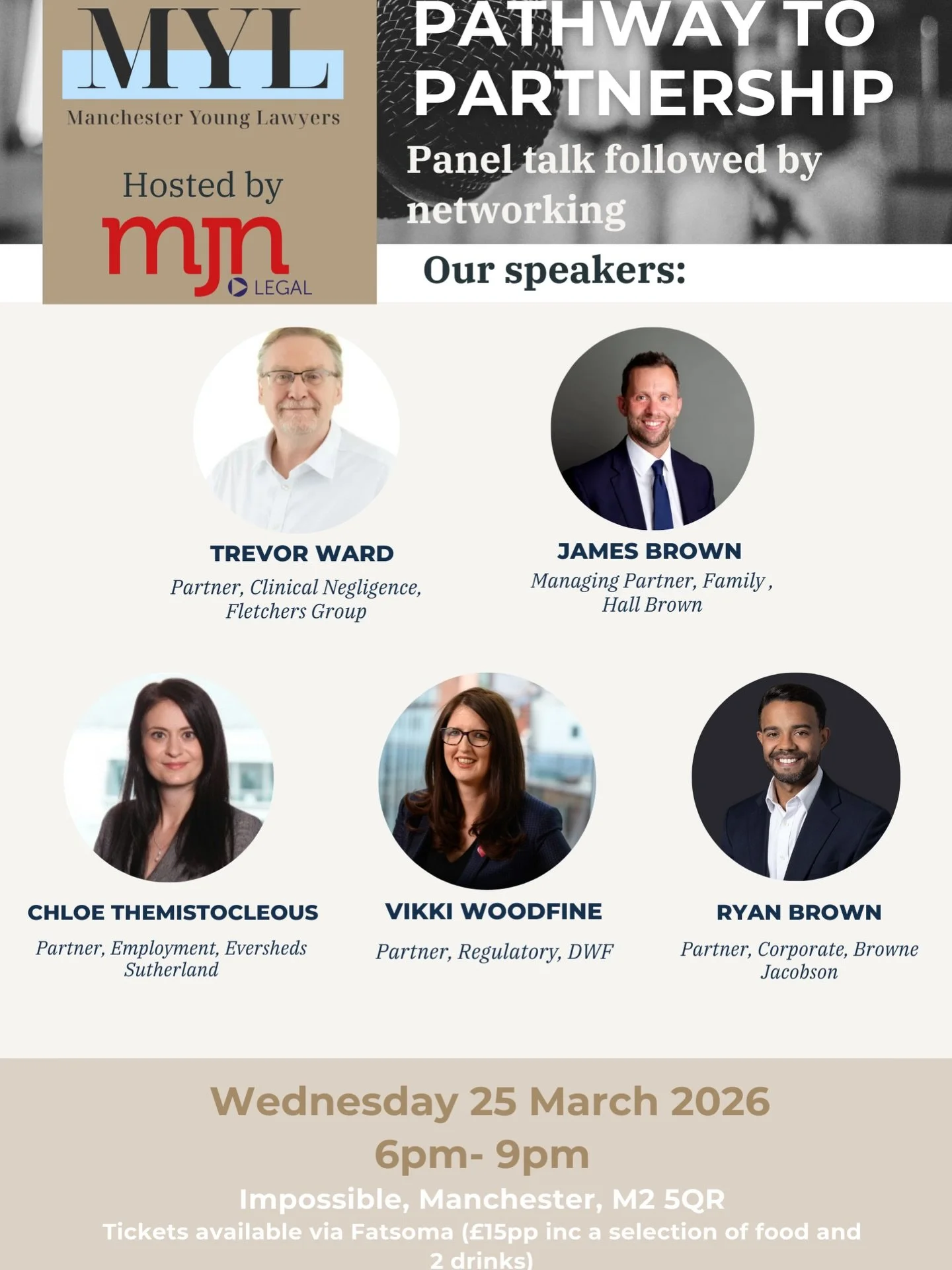 ✨ Pathway to Partnership Panel Event ✨

We&rsquo;re delighted to invite you to our upcoming Pathway to Partnership panel evening in Manchester.

We&rsquo;ll be joined by an exceptional panel of Partners from across the profession:

&bull; Regulatory 