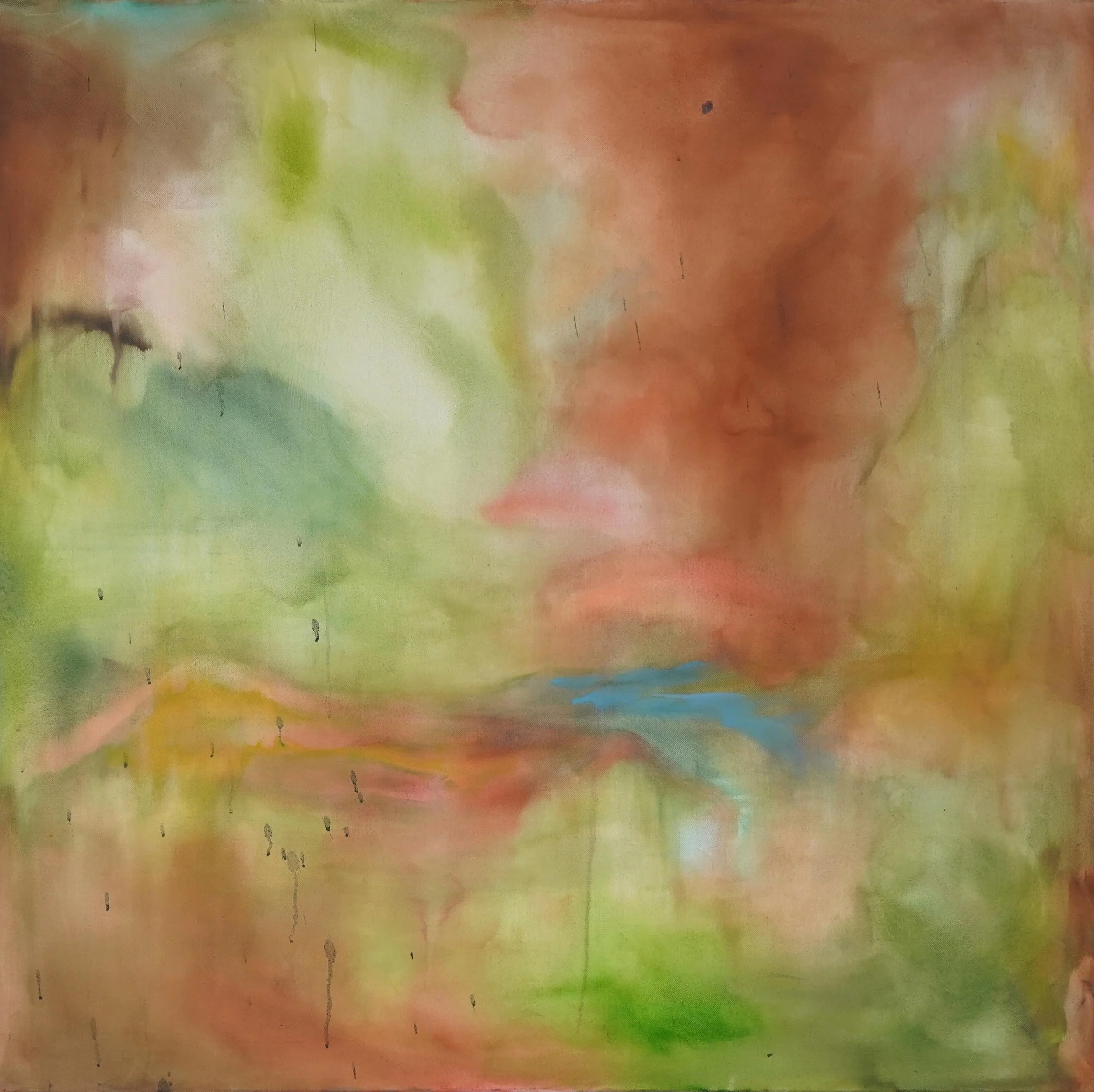 A painting I made when the grass started to turn green 🫶 

&ldquo;Out My Windows&rdquo;
 oil on canvas 
Available 

#oilpainting #paintingsofinstagram #artistoninstagram