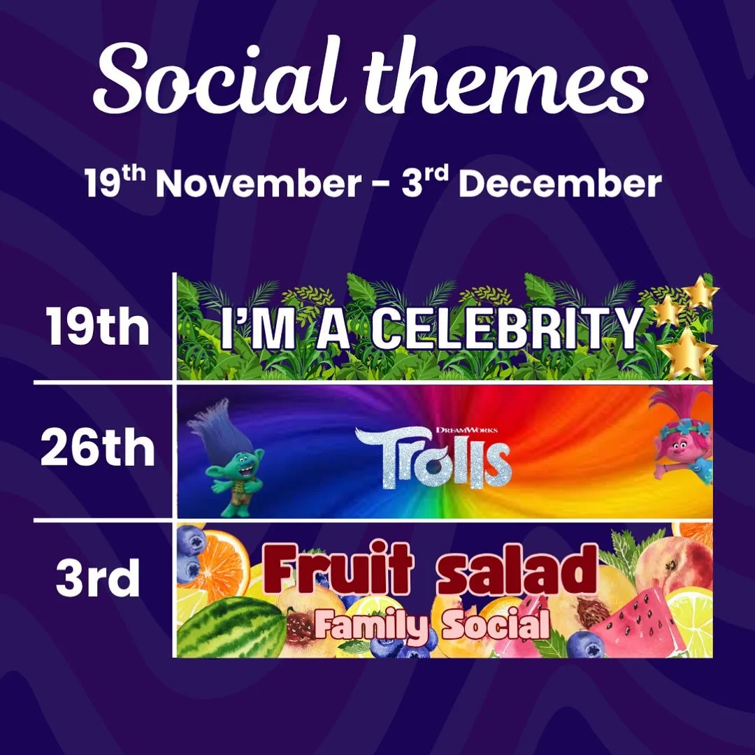Here are the next wave of social themes for you to all! 

This post includes what to wear so please take a look and get planning:
19th November: I&rsquo;m a Celeb: Freshers are insects and returners are campmates. 
26th November: Trolls: Everyone get