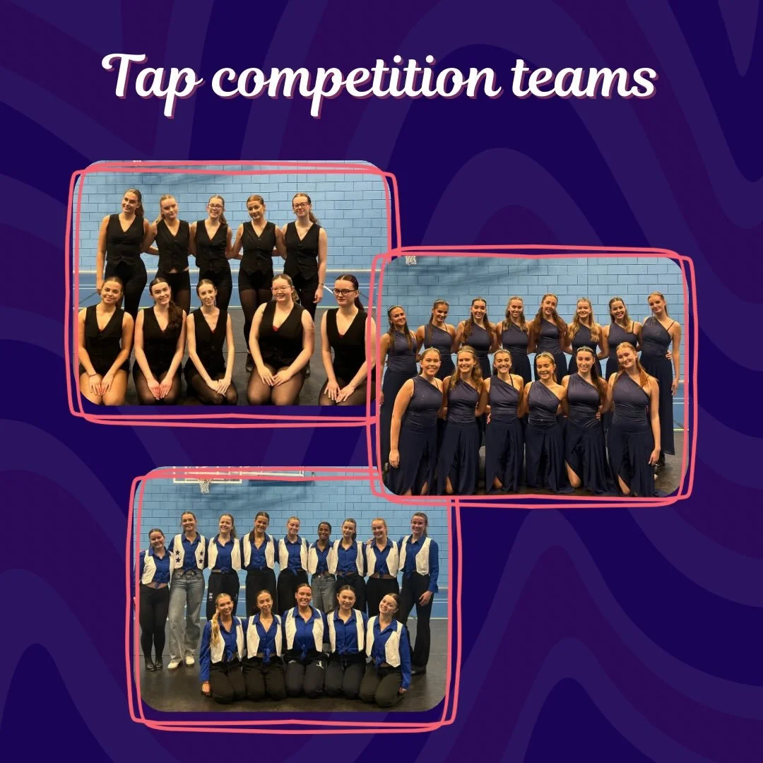 Tap comp teams 2025/26 🚰

Beginner tap: choreographed by Emily Halligan and Evie Wright.
Intermediate tap: choreographed by Hannah Topping and Lucy Humphreys.
Advanced tap: choreographed by Maya Ravindran and Nicole Scott.