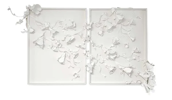 Lillium , hand formed Reeves BFK on archival board, 40” x 60”
