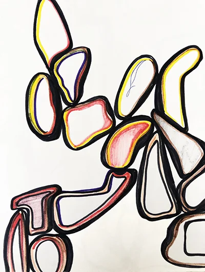 Untitled Relation #20 , marker on hot press Fabriano paper, 9” x 12”