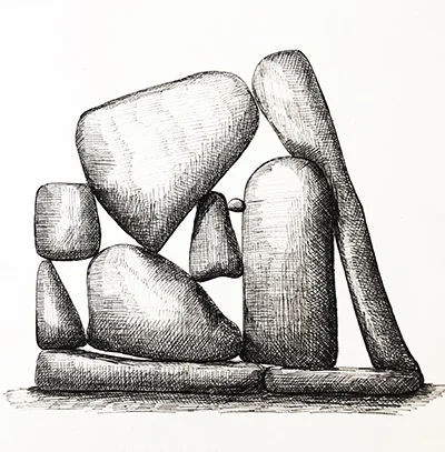 Untitled Relation #17 , ballpoint pen on hot press Fabriano paper, 8” x 8”