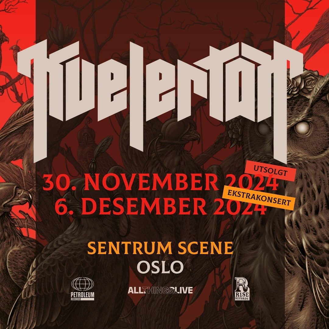 Sentrum Scene sold out, so we&rsquo;re doing an extra show at December 6th.

Kr&oslash;tervegen te helvete continues 🔥🔥🔥 Get your tickets on link in bio. 🎫

#kvelertak #kvelertakofficial #kr&oslash;tervegtehelvete