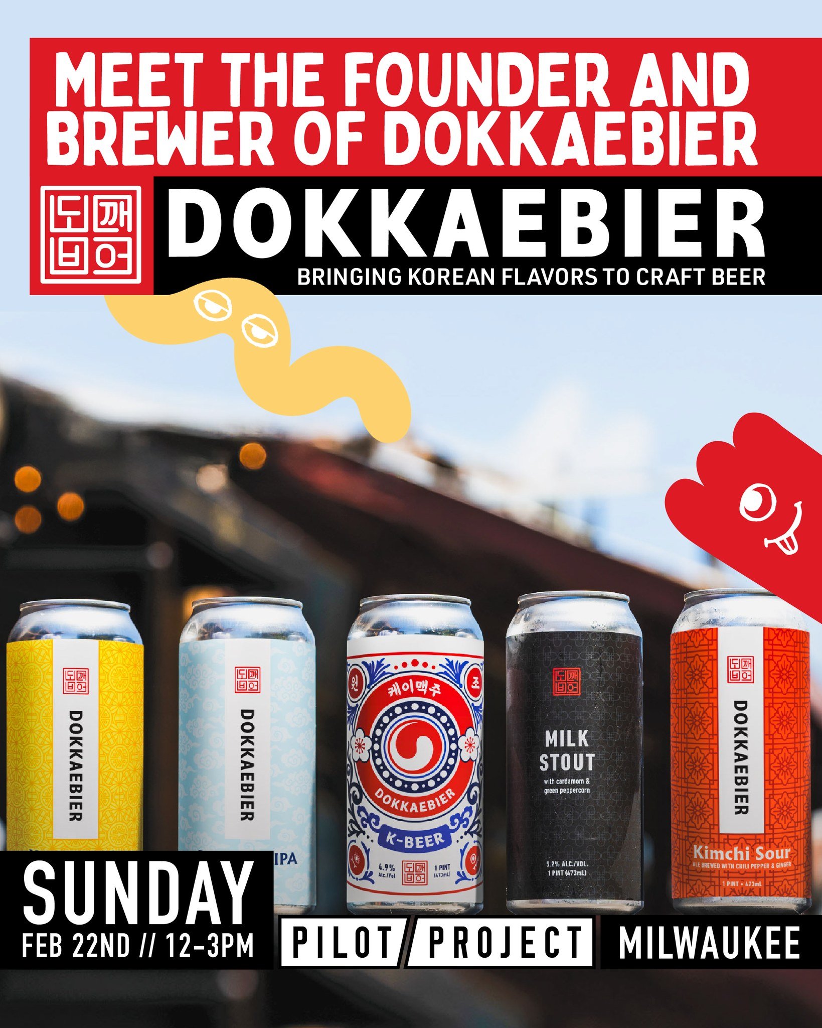 // @dokkaebier and founder Youngwon Lee take on the Midwest! // Shake some hands, drink some beer, and get to know our latest incubated brand this Sunday 2/22 from 12-3pm at Pilot Project Milwaukee // All Dokkaebier brews will also be available- What
