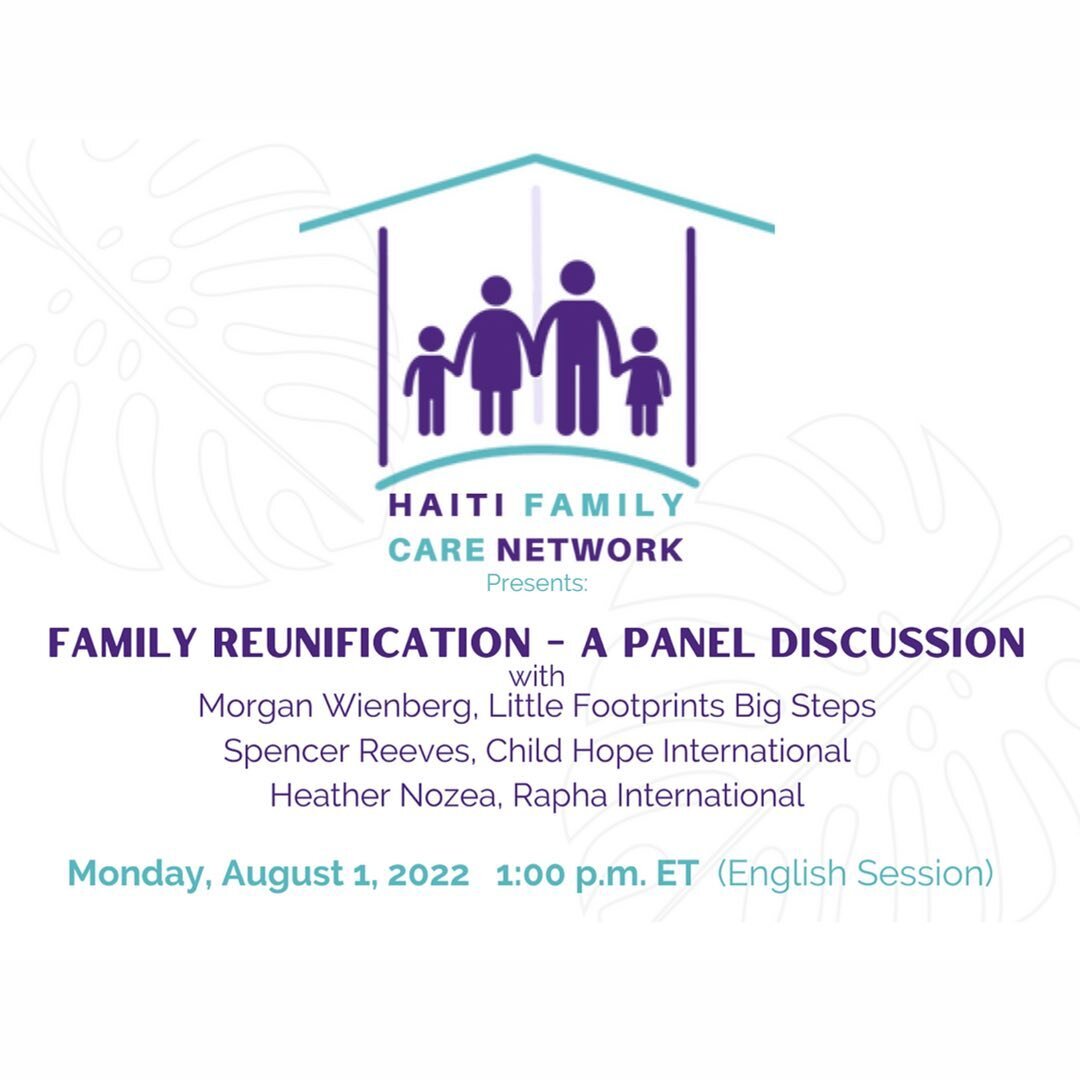Join us with @haitifamilycarenetwork for an engaging panel discussion co-led by Morgan Wienberg on Monday, Aug. 1 at 1pm EST. Organizations will be sharing best practices to use when reunifying families. 

RSVP through the link in our bio! 

#LFBS #H