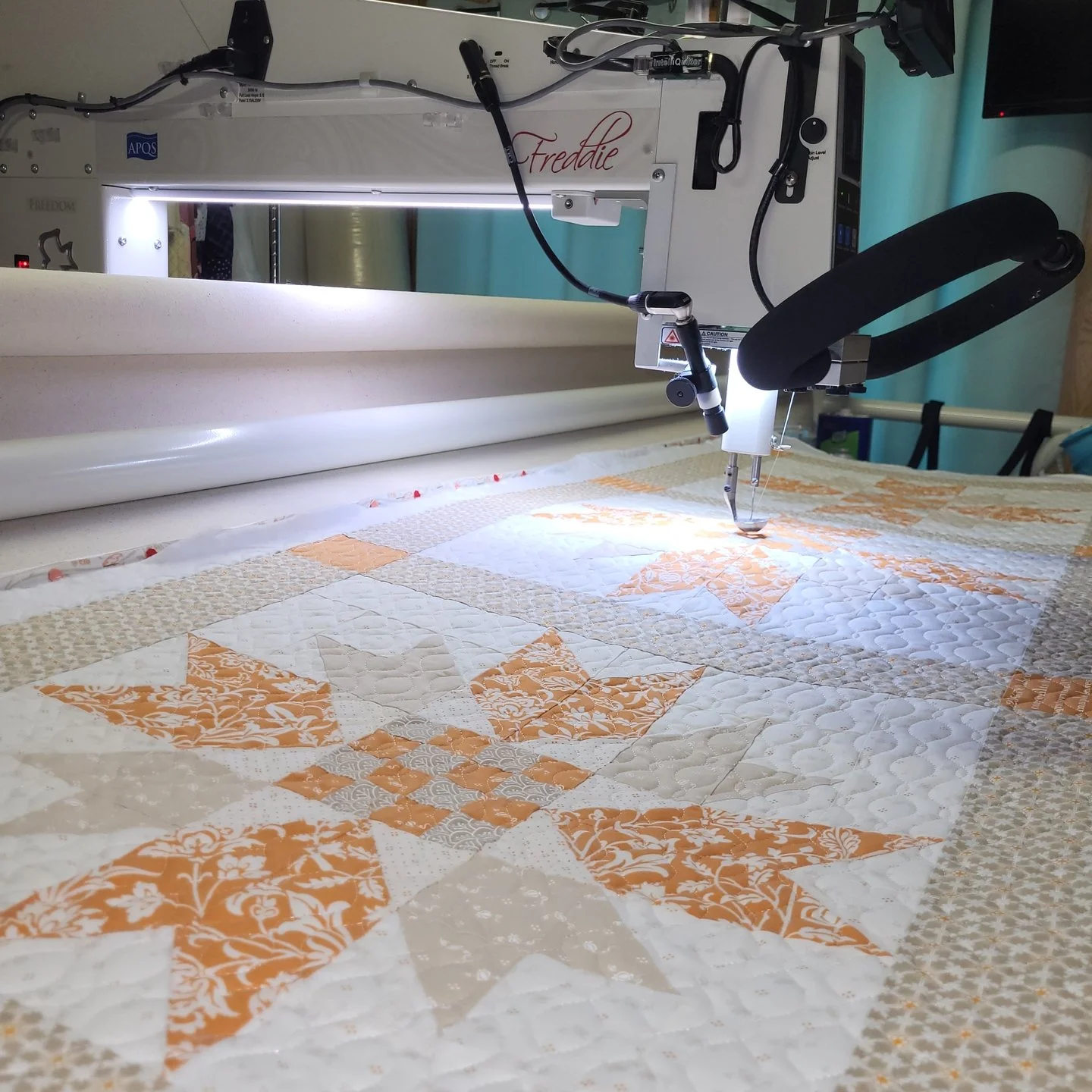 Table runners can be some of the most challenging to photograph. It's hard to keep the quilt/runner the focus, when there's extra things going on in the background. But, in this case, there's no way Janet's runner wouldn't steal the show! It's gorgeo