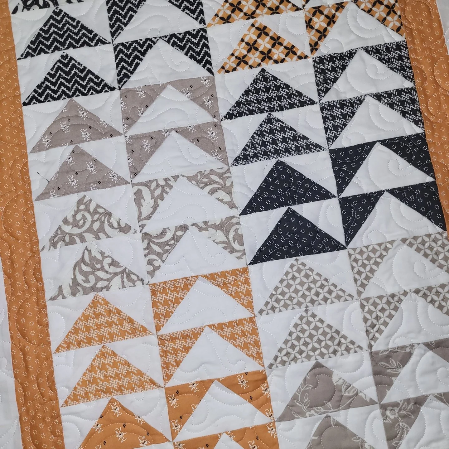 This quilt left me speechless! The precision and color layout are spectacular!! 🎉

Flying geese and half square triangle blocks are blocks that I love and hate to make. When I do make them, I make them oversized and then trim them down, which makes 