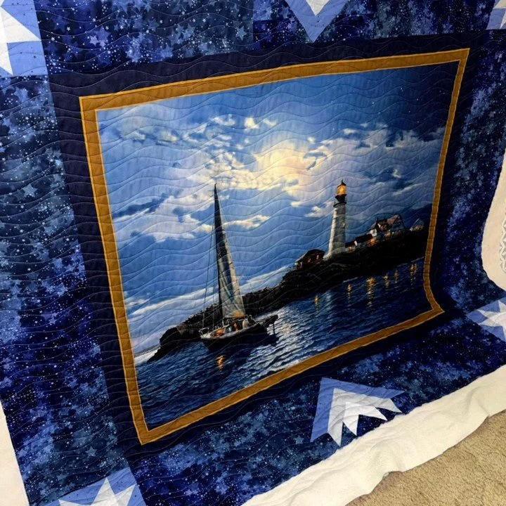 Beverly is a fellow guild member and new client who dropped off this quilt recently!

She didn't have a pantograph in mind for it, so I picked Cindy's Water to give the water a beautiful ripple effect and because the quilting design wouldn't distract