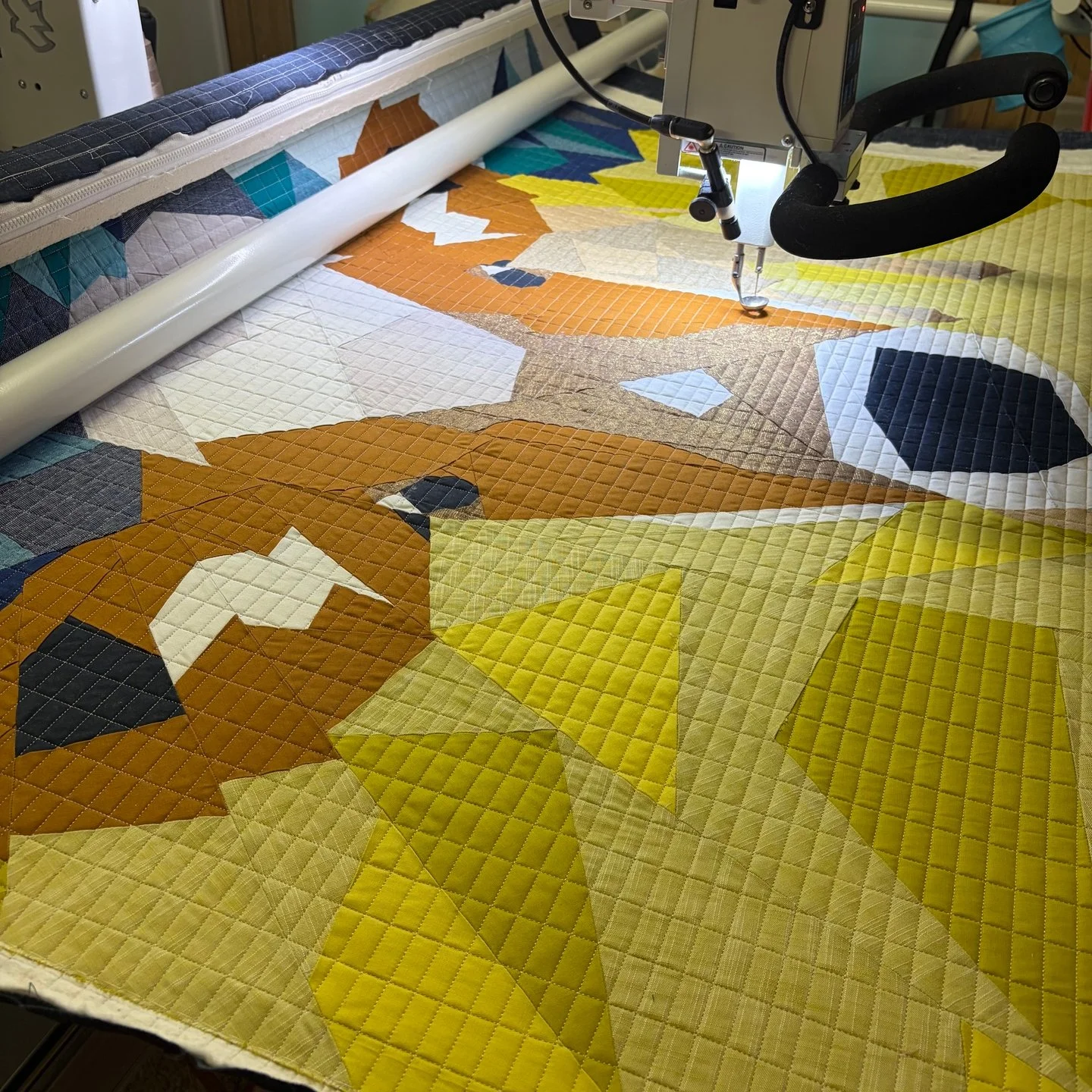 Ann made this quilt for her daughter Lee and I had so much fun adding every single stitch of this glorious quilting!!

I've done a few grid quilting designs for Ann &amp; Lee and they always look fantastic!! It does require loading the quilt twice to