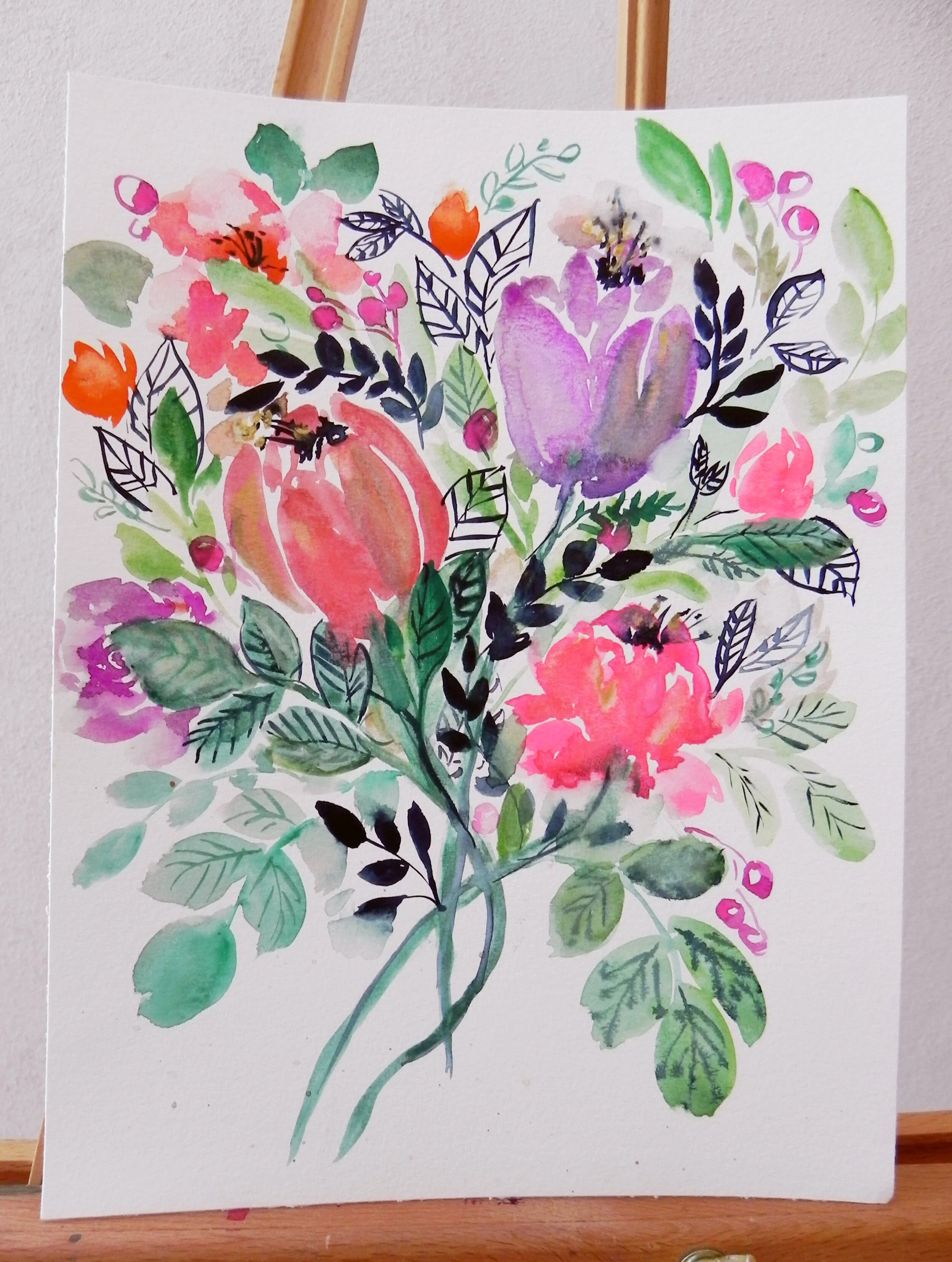 “Burst” Watercolor on 140lb Watercolor Paper 8 6/16 x11” $115