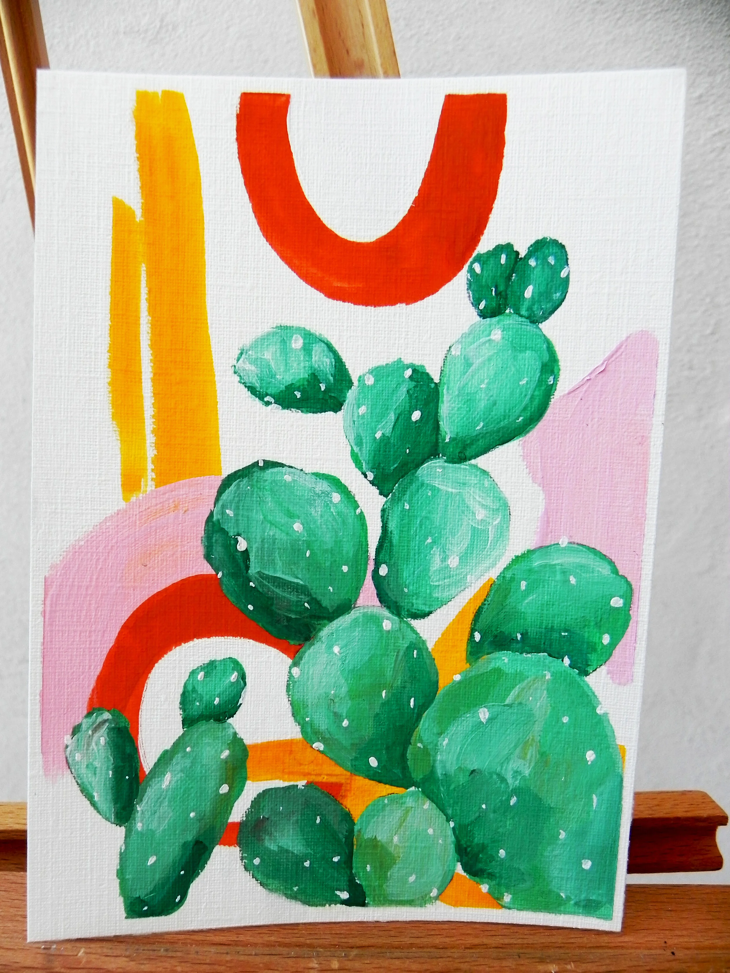“Prickly Abstract 4” Watercolor and Acrylic on Canvas Sheet 5x7” $115