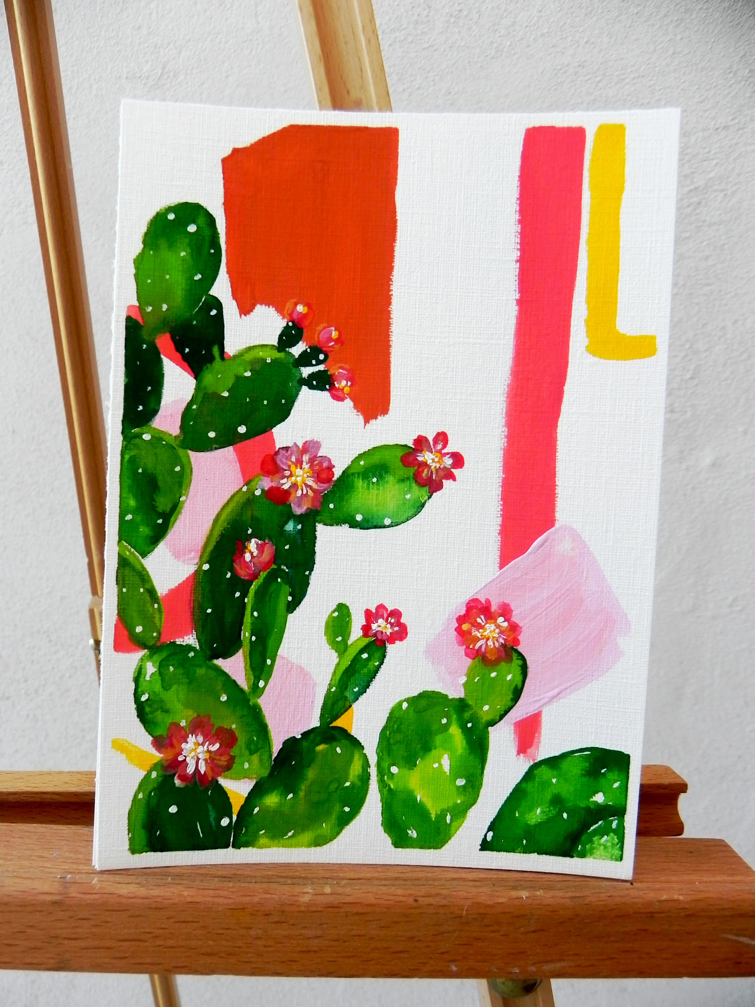 “Prickly Abstract 5” Watercolor and Acrylic on Canvas Sheet 5x7” $115