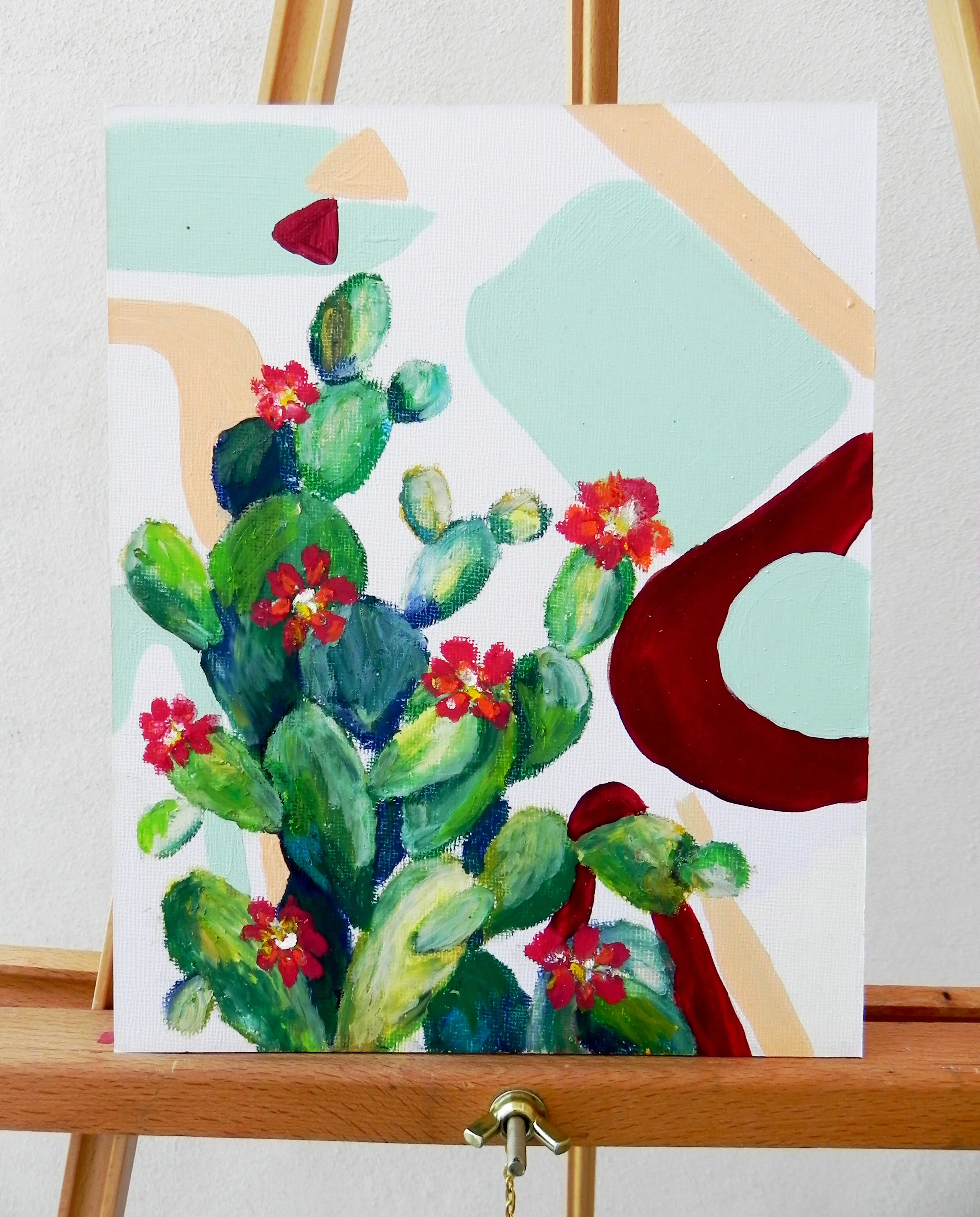 “Abstract Prickly 6” Acrylic and Oil Pastel on 8x10” Art Board $225