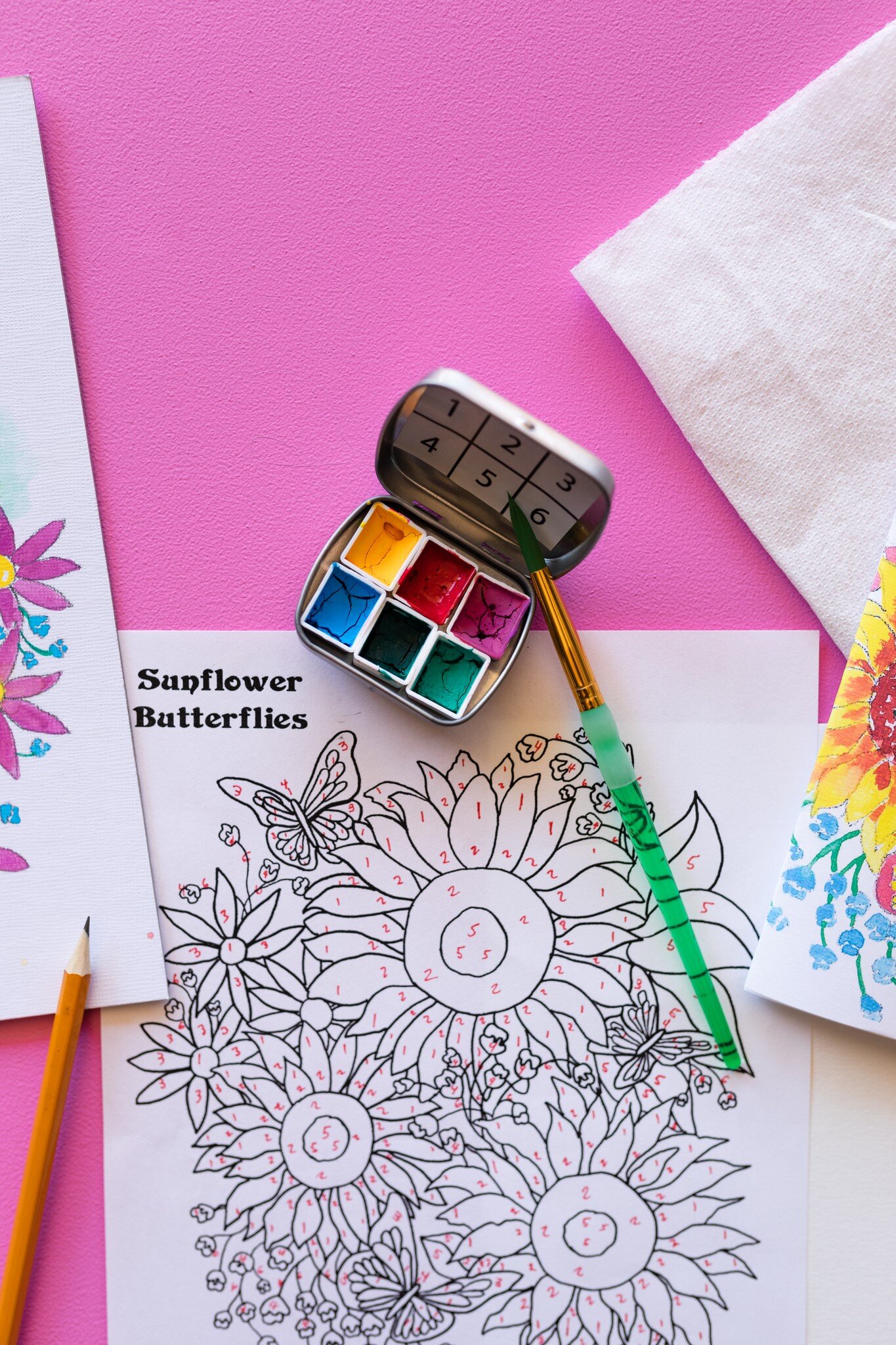 Shop the Daisy & Daffodil Flowers Watercolor Painting kit for beginners DIY  by Pink Puddle Studio — Pink Puddle Studio