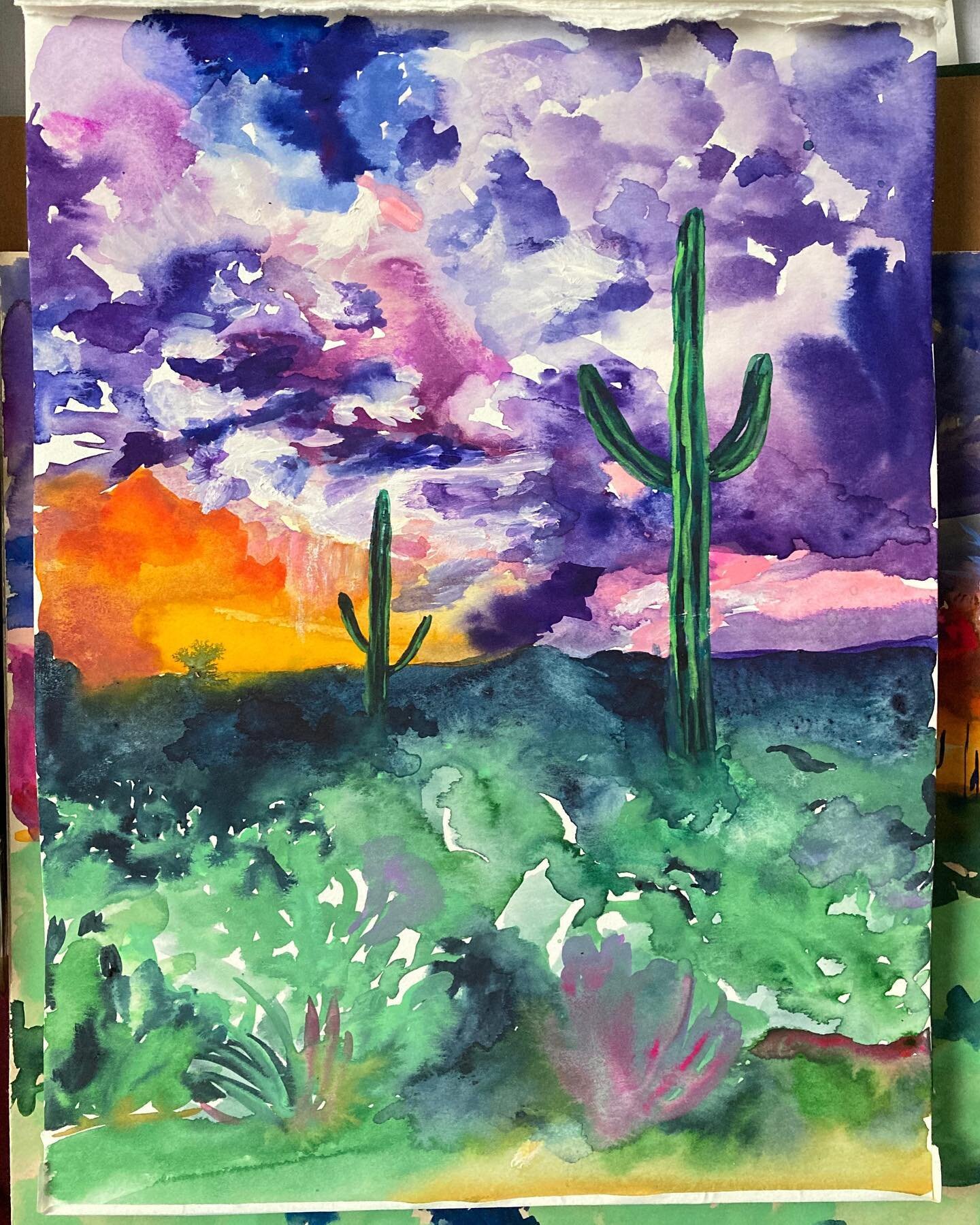 The Arizona summer stormy sky inspired me last night to paint 🎨 
I used @turnercolourworks and some white @lukasfarben acrylic to accent the sky.

I feel inspired to paint again today, which is wonderful since I have been in a slump.

You can force 