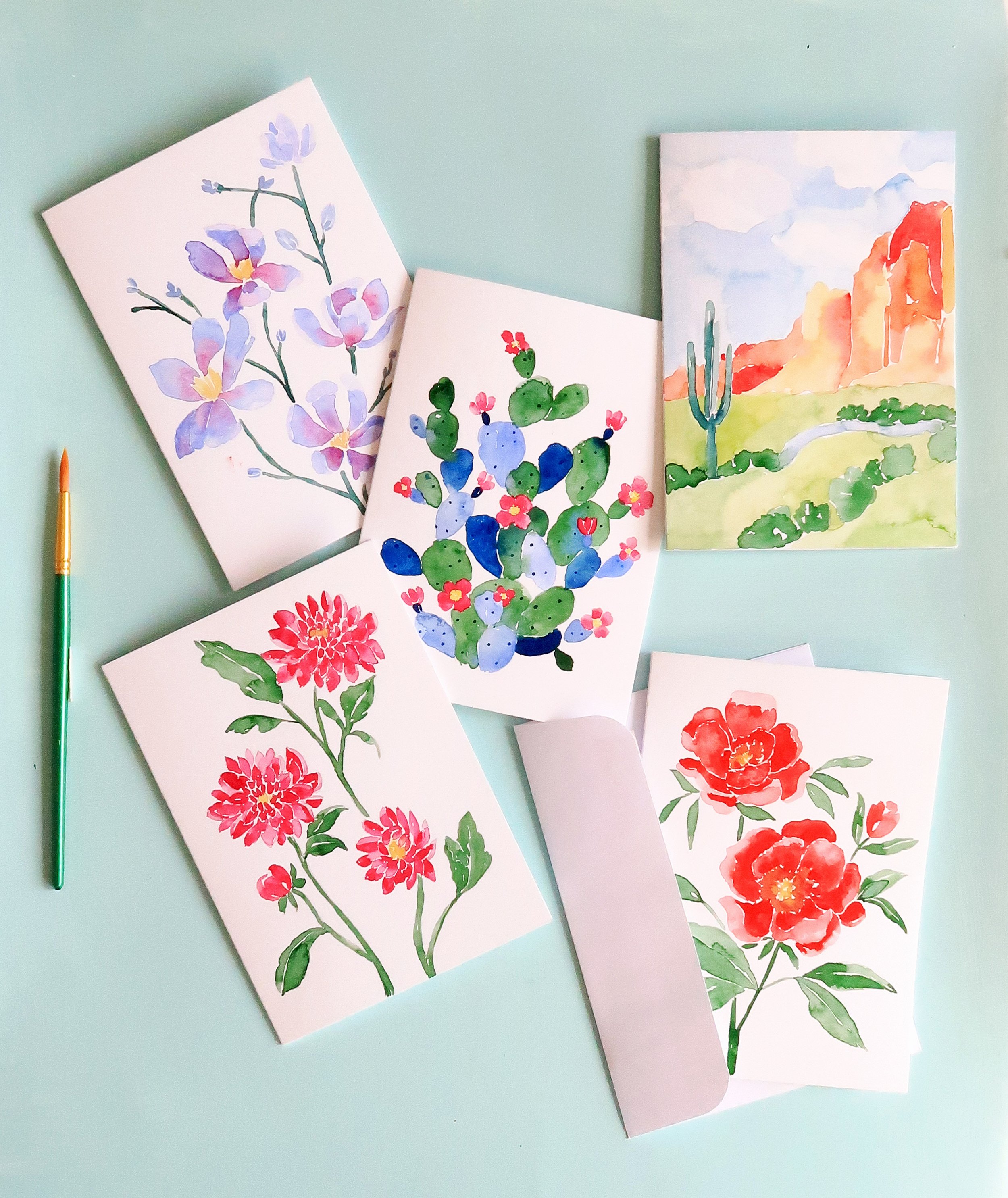 Colorful Watercolor Floral Birthday Greeting Card, Blank Inside - The  Painted Pen