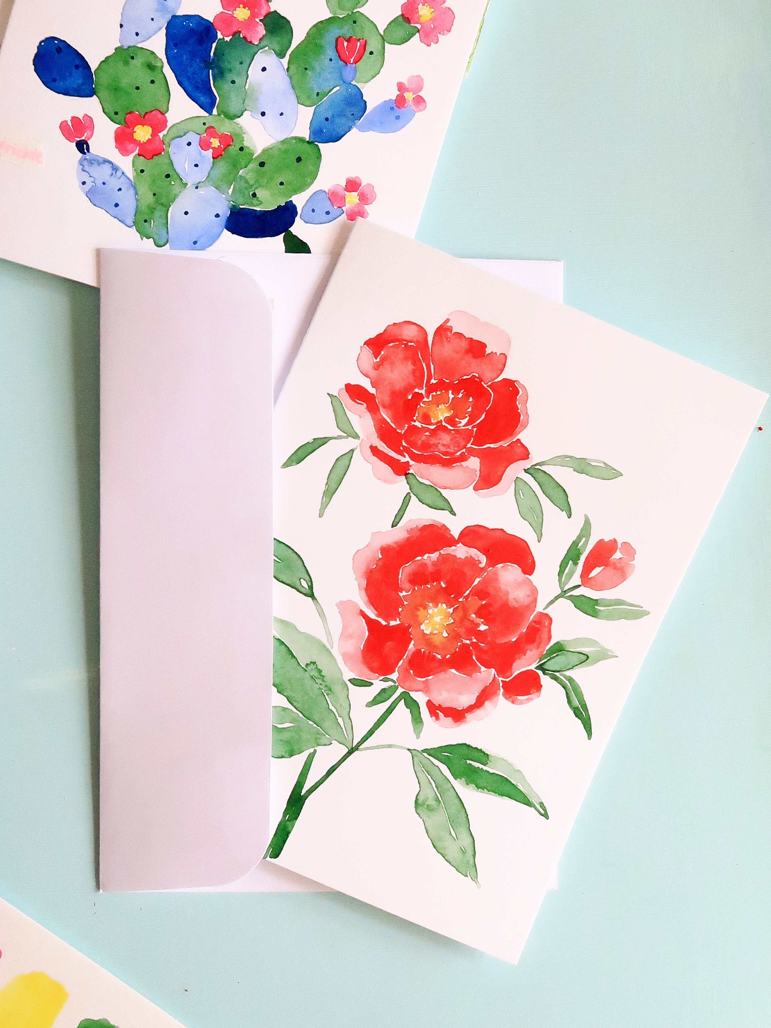 Card Painting Flowers, Cacti and Landscape Watercolor Art Painting Kit DIY  Flower Paint by Number — Pink Puddle Studio