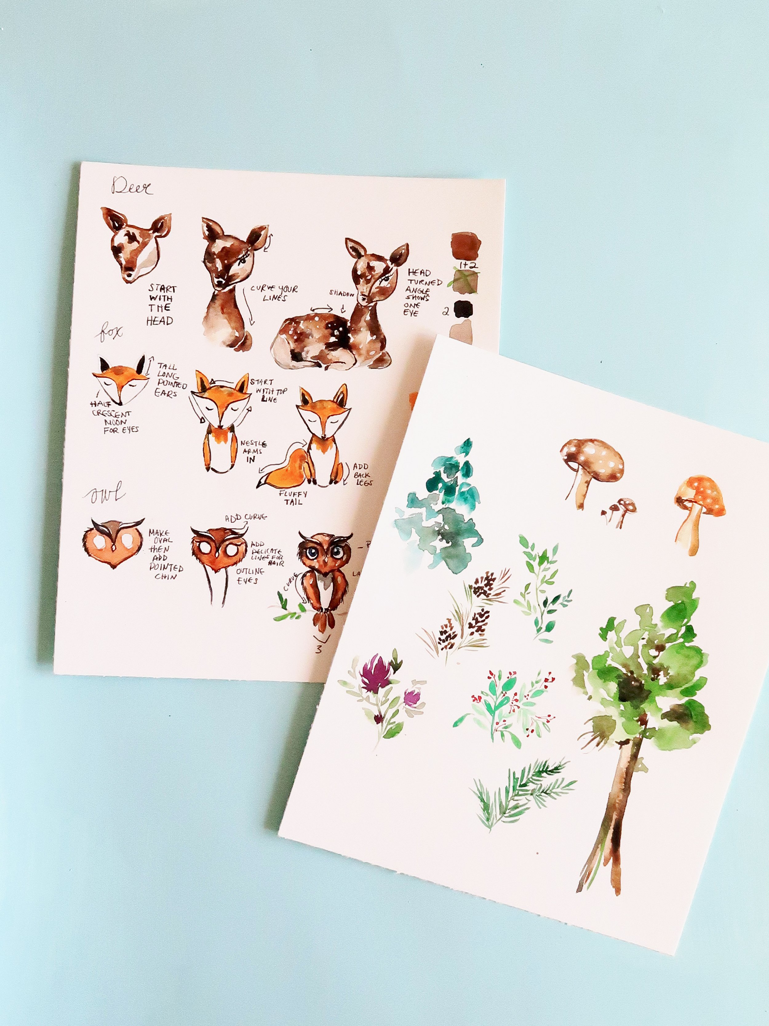 Forest Critters Fox Deer and Owl Watercolor Painting for Beginners Easy Art  Painting Mini Kit DIY — Pink Puddle Studio